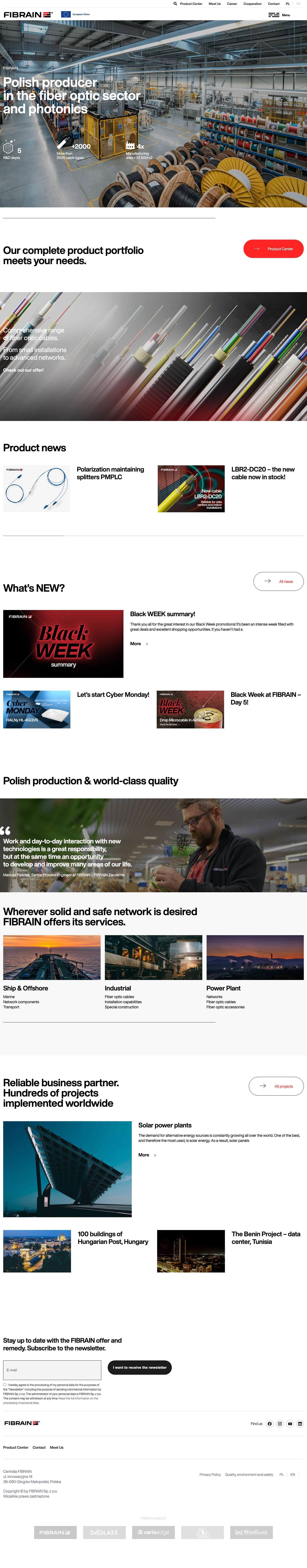 FIBRAIN - Polish producer in photonics and fiber optic sector - Full Screenshot