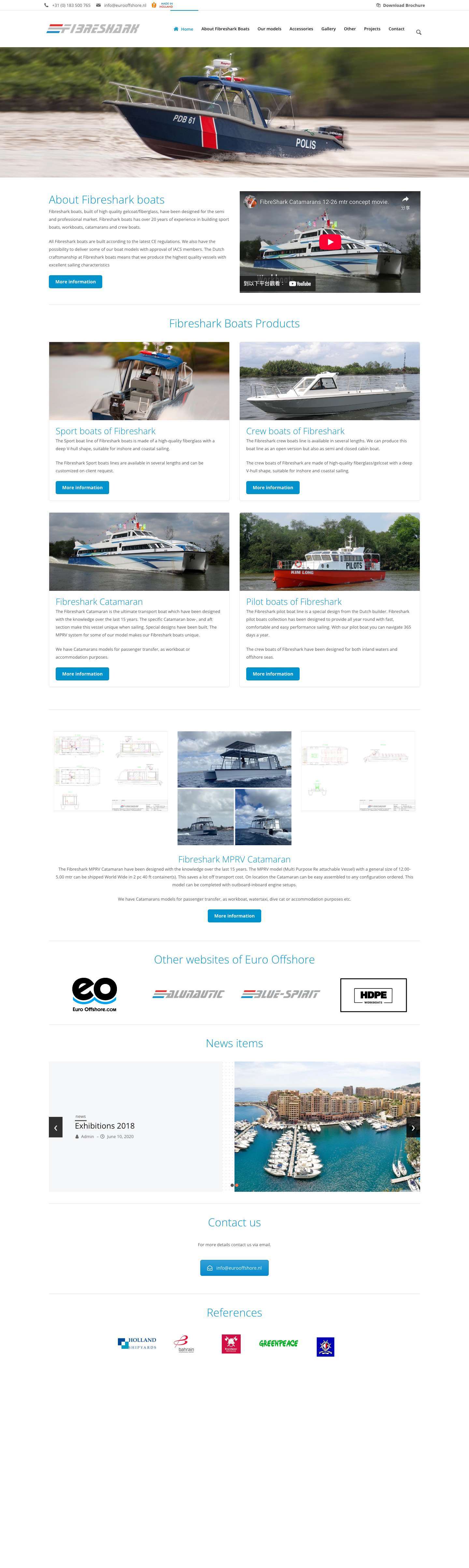 Sport boats, work boats, catamarans & crew boats - Fibreshark boats Fibreshark boats - Full Screenshot