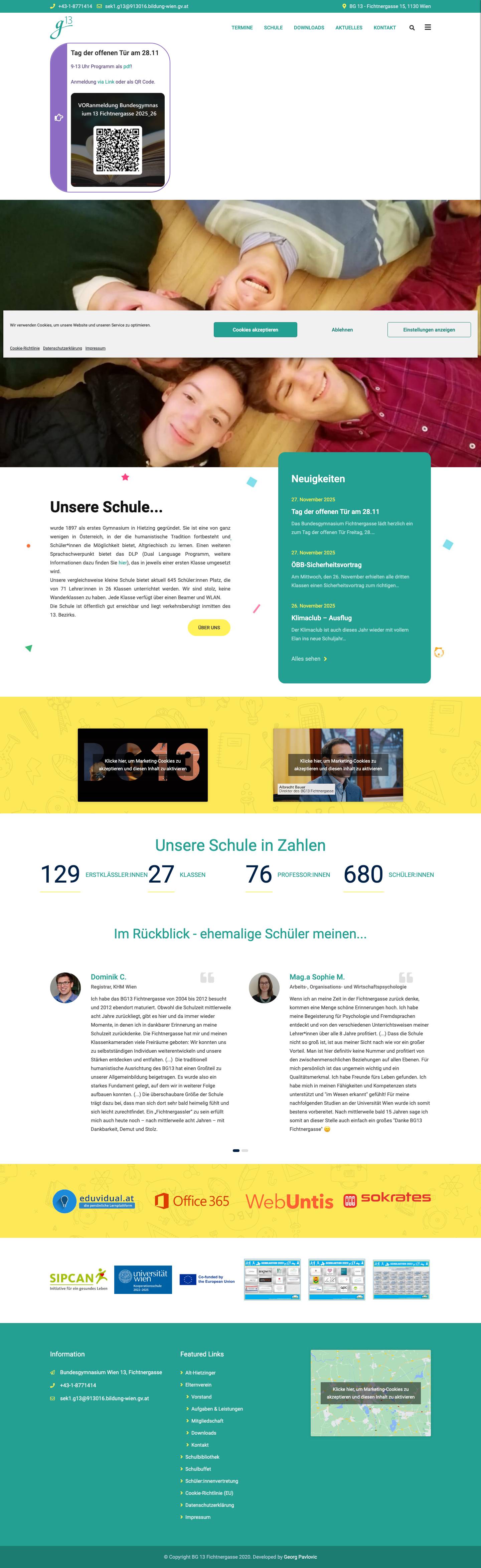 BG 13 Fichtnergasse – Website des BG 13 Fichtnergasse - Full Screenshot