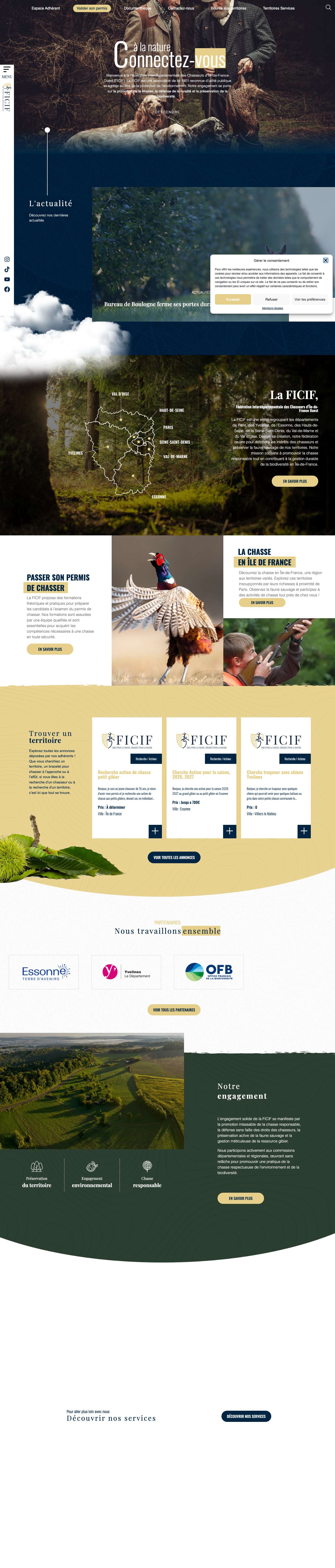 Fédération Interdépartementale des Chasseurs d'Île-de-France - FICIF - Full Screenshot