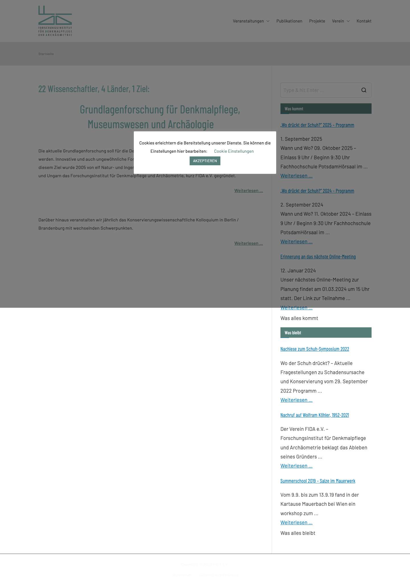 FIDA e.V. – Grundlagenforschung für Denkmalpflege, Museumswesen und Archäologie - Full Screenshot