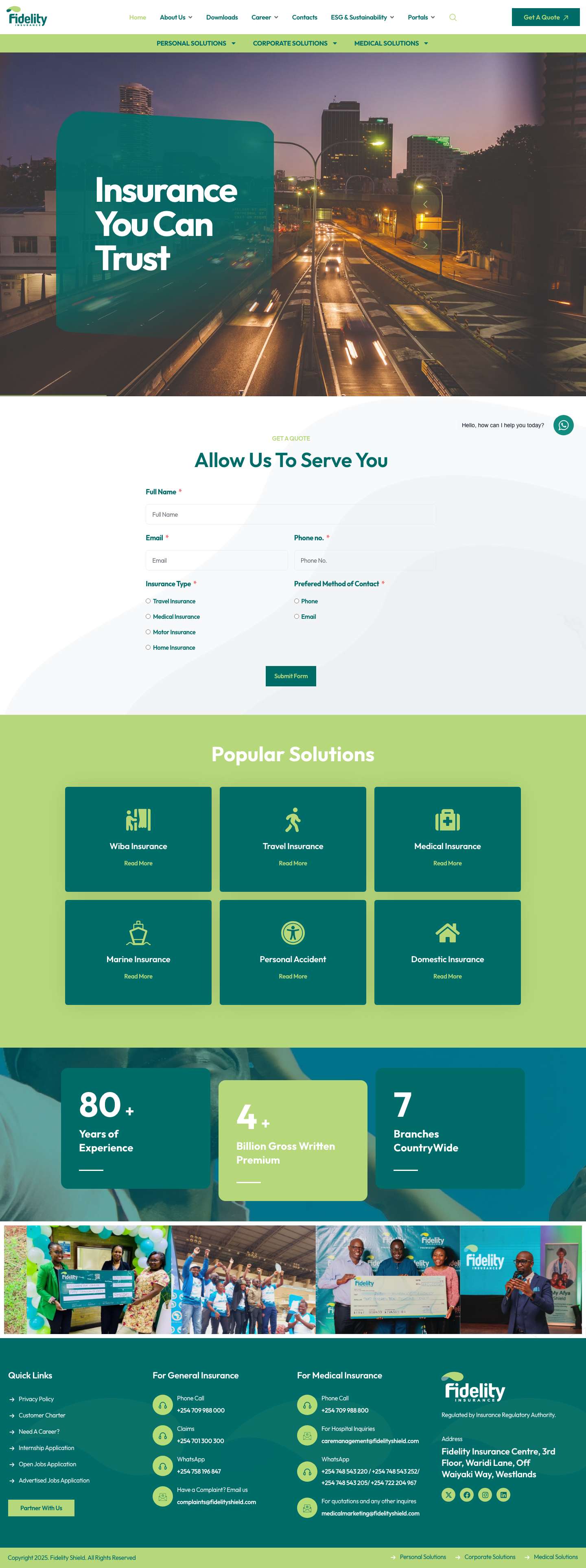 Fidelity Insurance – Insurance you Can Trust & Regulated by Insurance Regulatory Authority. - Full Screenshot