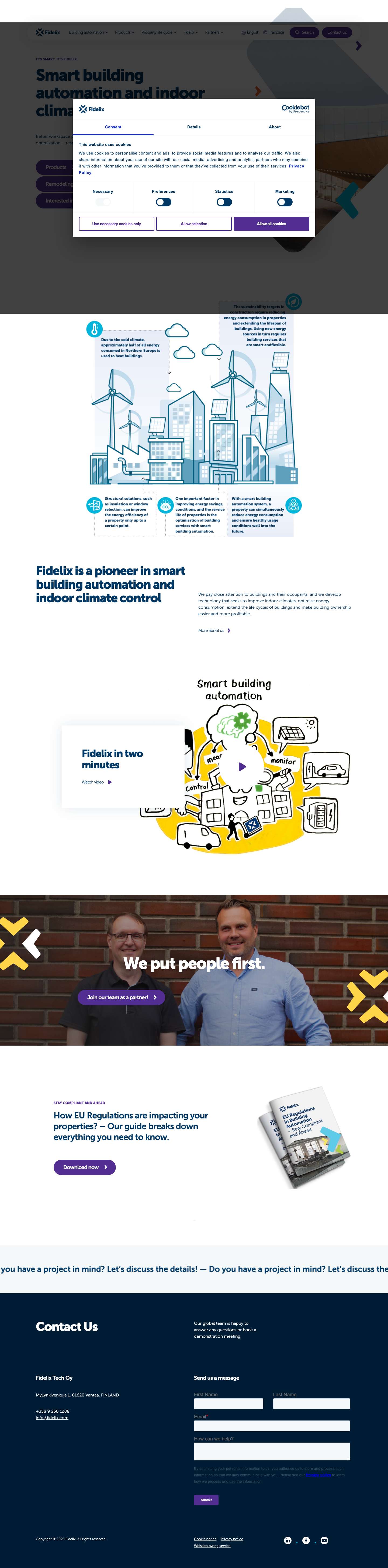 Smart building automation and indoor climate control | FidelixFidelix logo - Full Screenshot