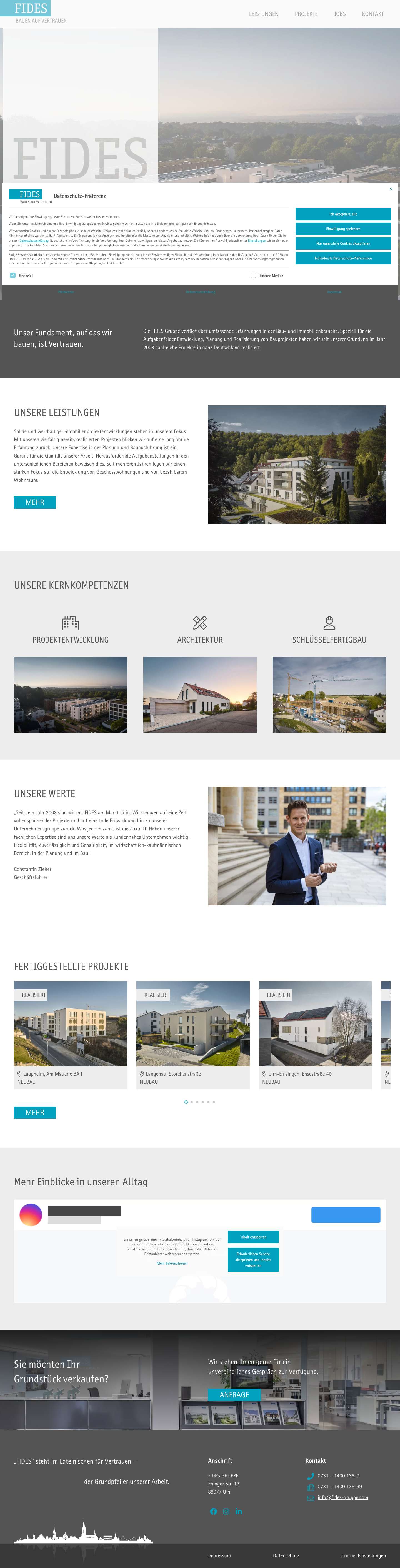 FIDES Gruppe – Bauen auf Vertrauen - Full Screenshot