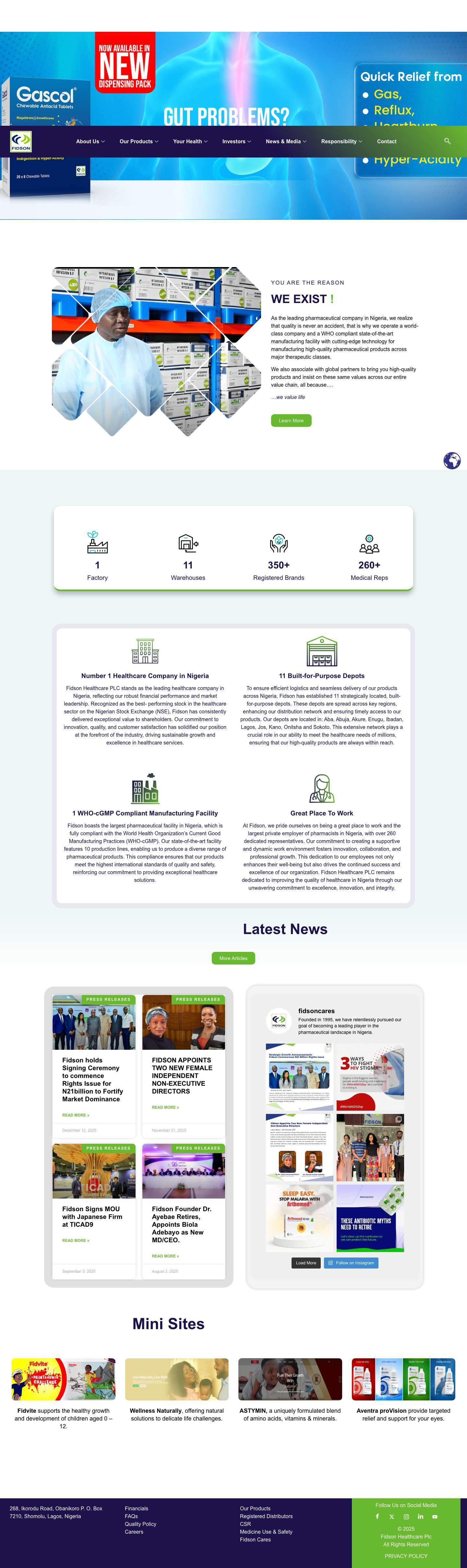 Fidson Healthcare Plc. – Pharmaceutical Company in Nigeria - Full Screenshot