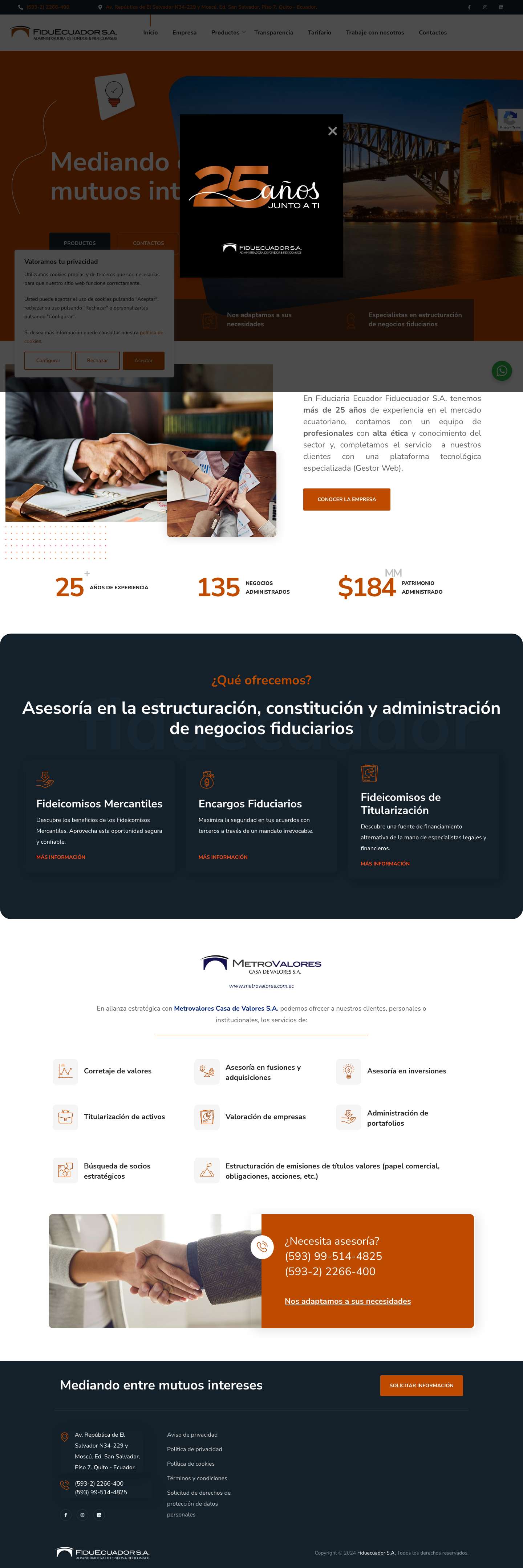 FIDUECUADOR S.A. - Administradora de Fondos y Fideicomisos - Full Screenshot