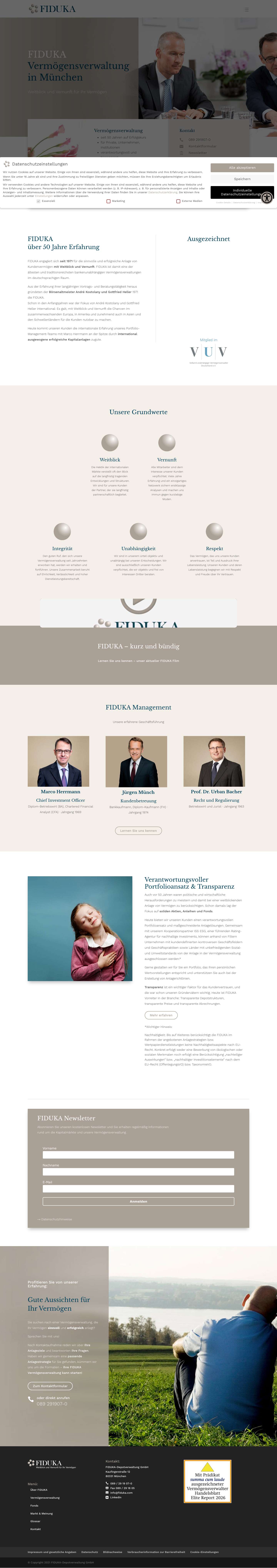 FIDUKA Vermögensverwaltung in München :: Homepage - Full Screenshot