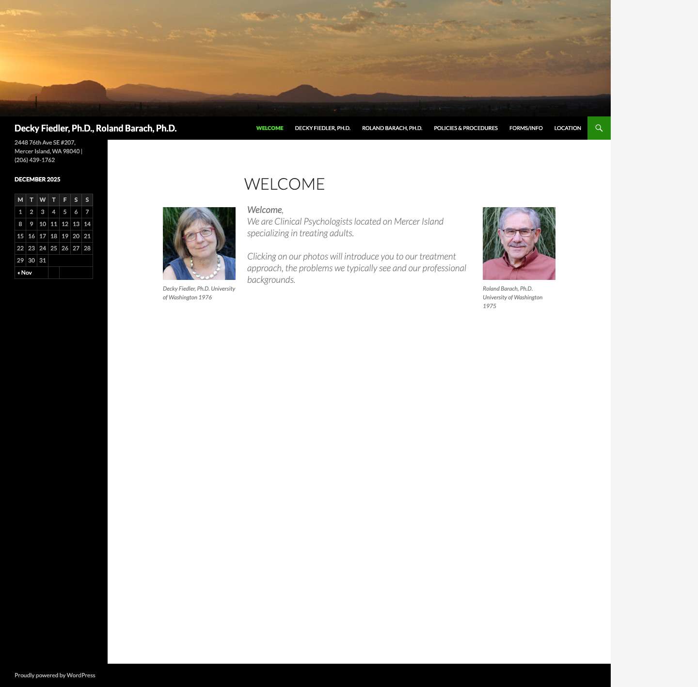 Decky Fiedler, Ph.D., Roland Barach, Ph.D. | 2448 76th Ave SE #207, Mercer Island, WA 98040 | (206) 439-1762 - Full Screenshot