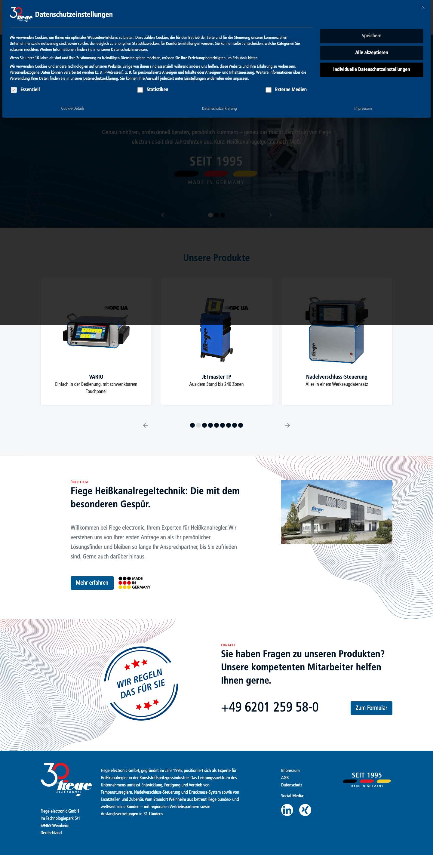 Heißkanalregeltechnik vom Experten | Fiege electronic - Full Screenshot
