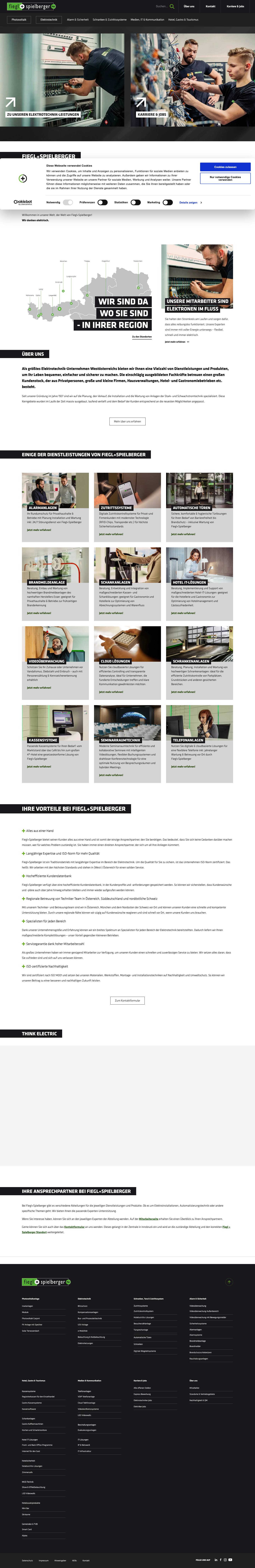 Elektriker in Innsbruck • Zentrale Fiegl+Spielberger ❘ Elektroinstallateur - Full Screenshot