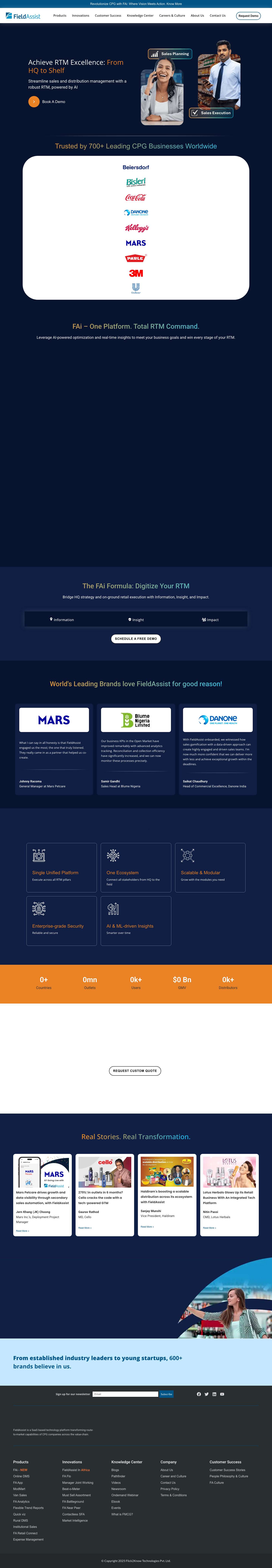Best Sales Management Software For Empowering CPG Businesses | FieldAssist - Full Screenshot