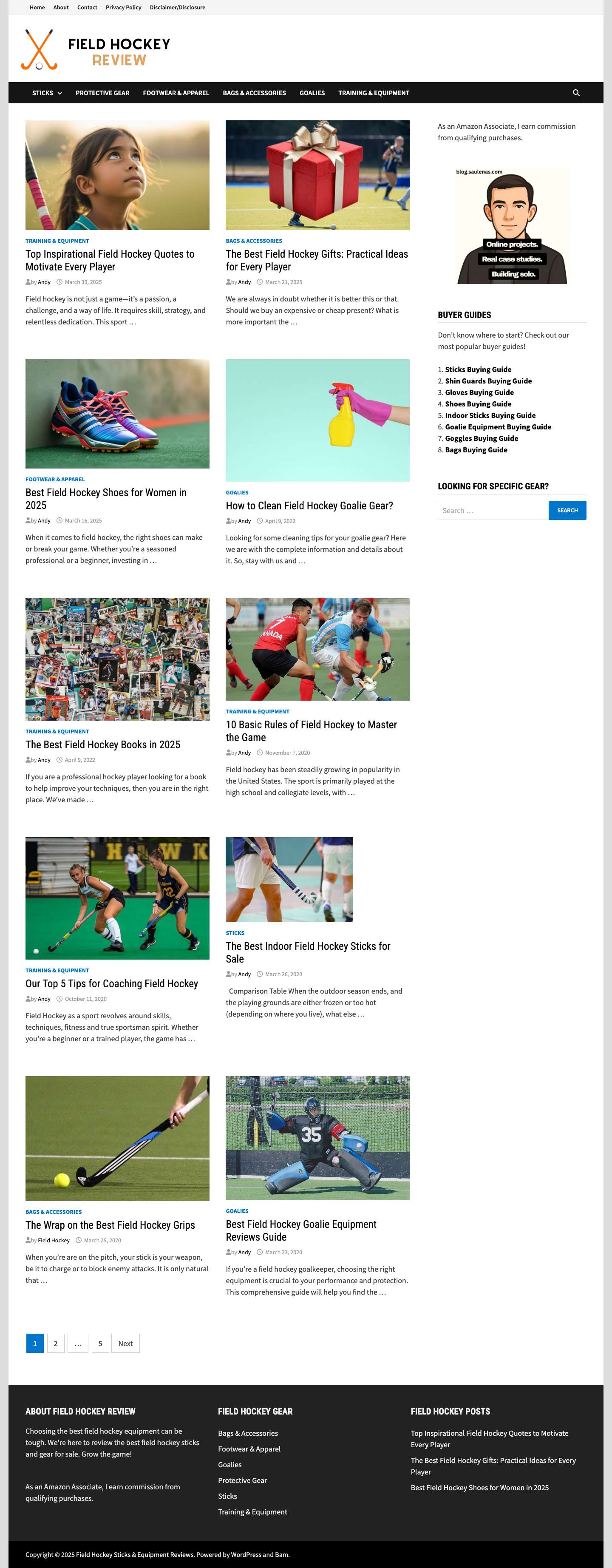 Field Hockey Sticks & Equipment Reviews - Field Hockey Review - Full Screenshot