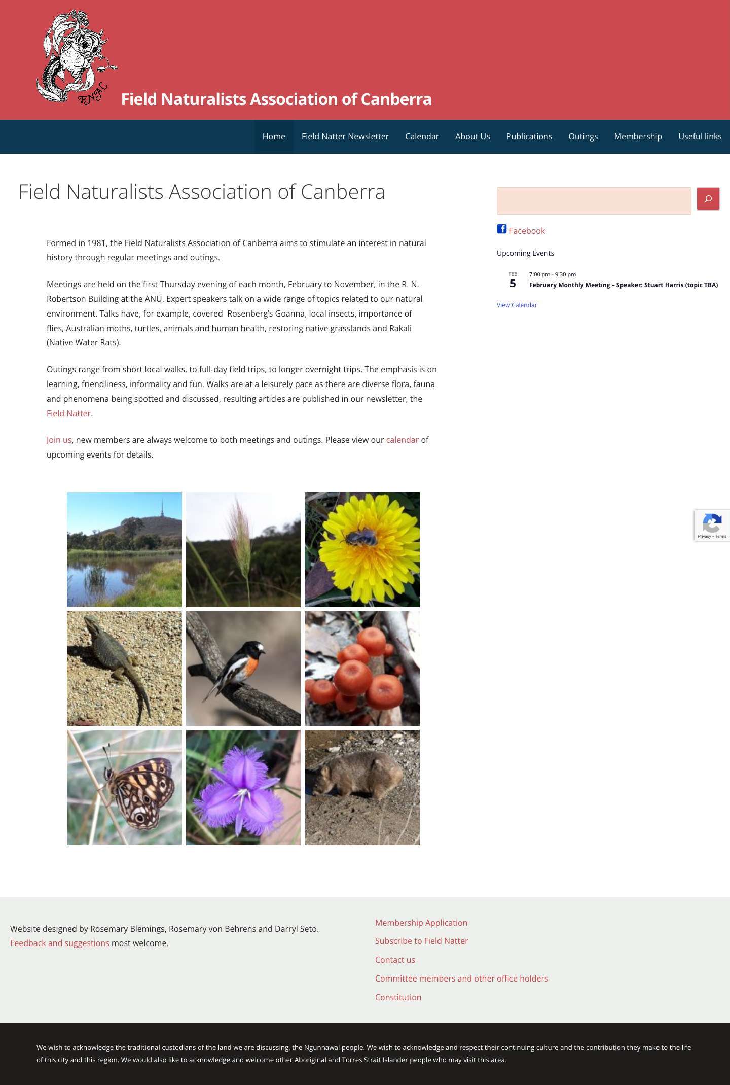 Field Naturalists Association of Canberra - Full Screenshot