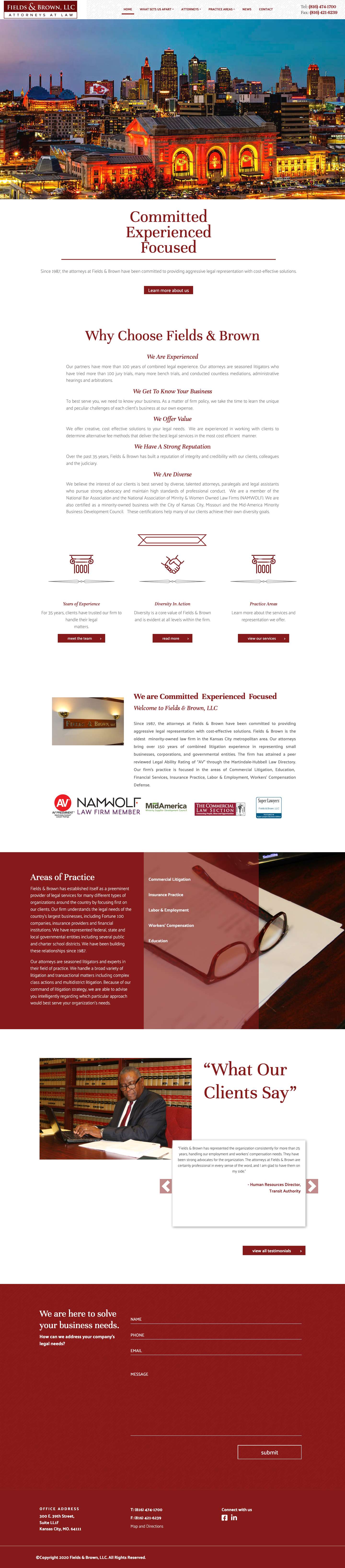 Fields and Brown, LLC Attorneys at Law - - Full Screenshot