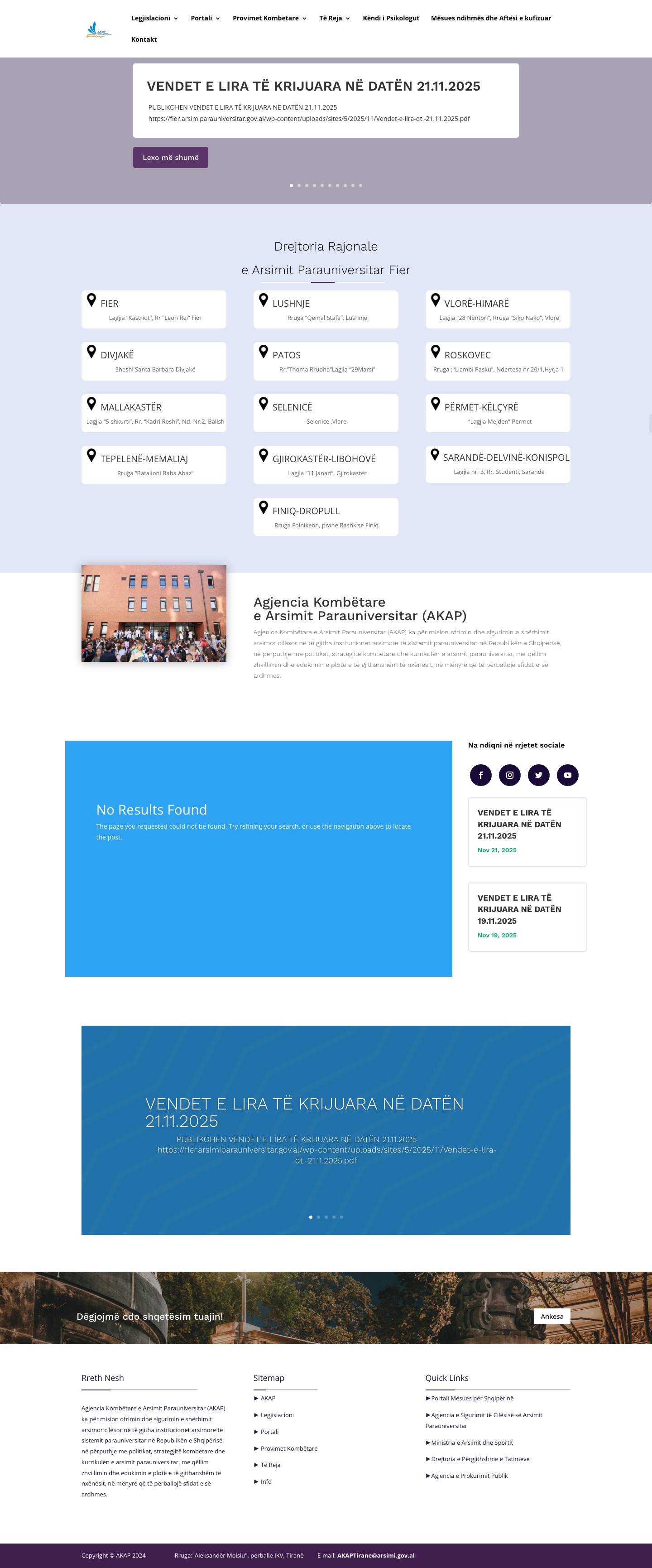 DRAP Fier | Drejtoria e Arsimit Parauniversitar Fier - Full Screenshot