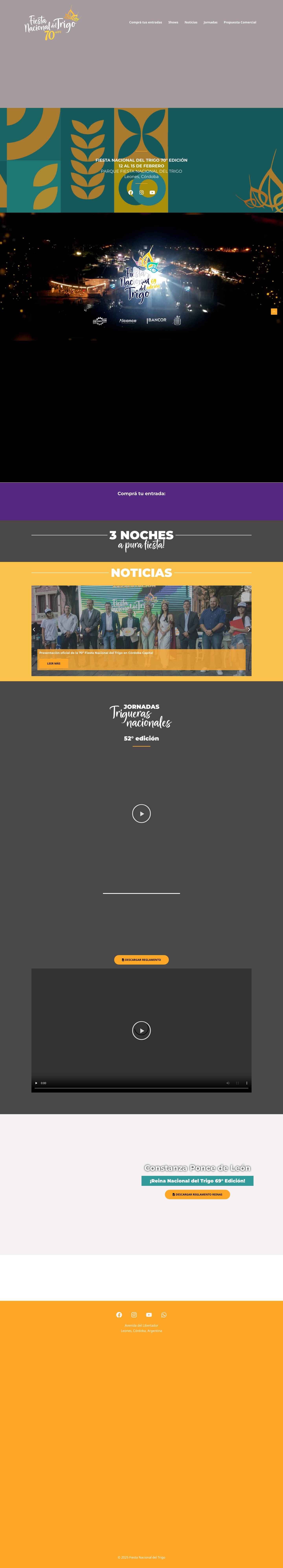 Fiesta Nacional del Trigo 2025 – Leones, Córdoba · 13-15 Febrero - Full Screenshot