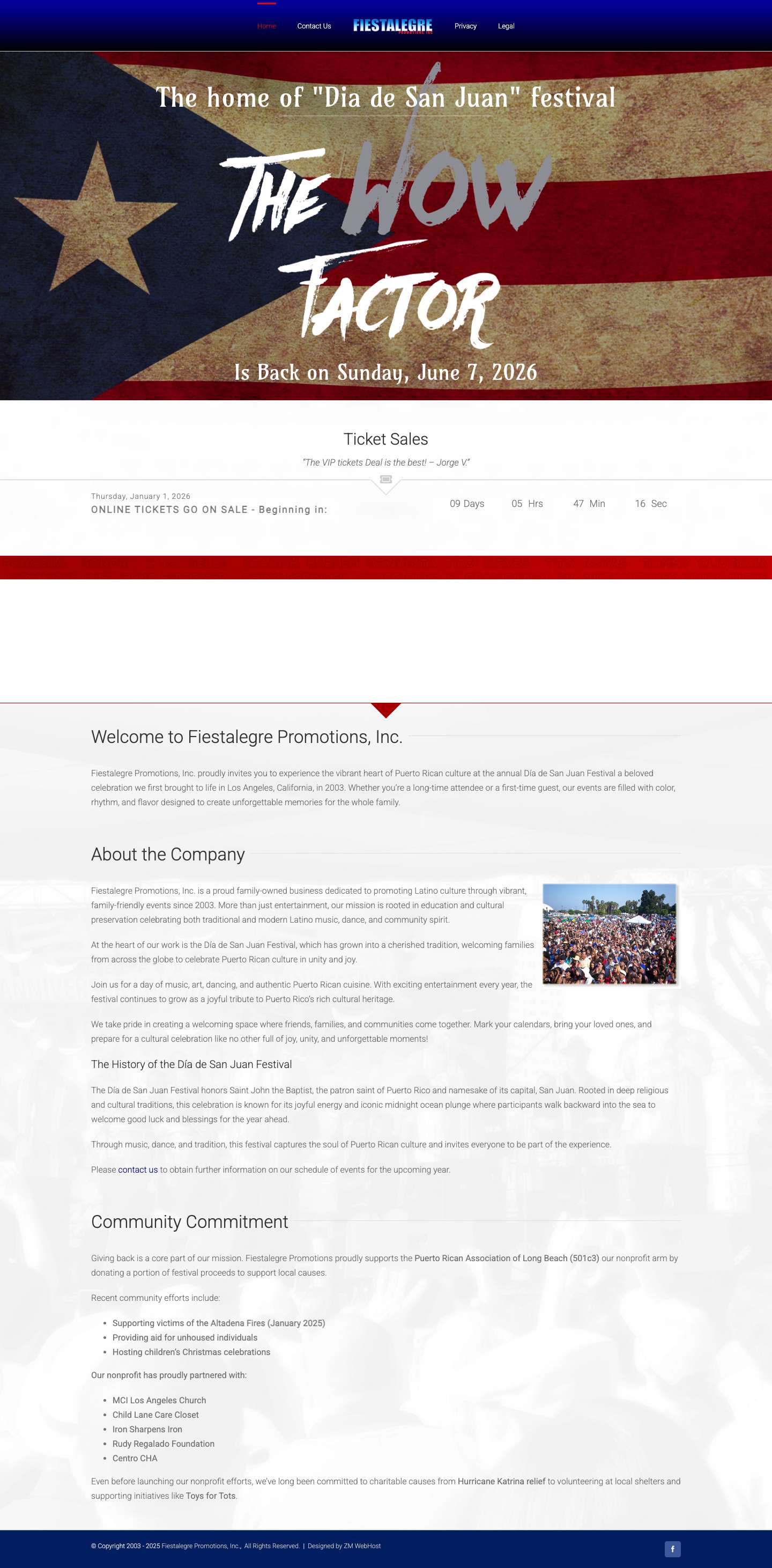 Dia de San Juan Festival - Upcoming Event | Fiestalegre Promotions, Inc. - Full Screenshot