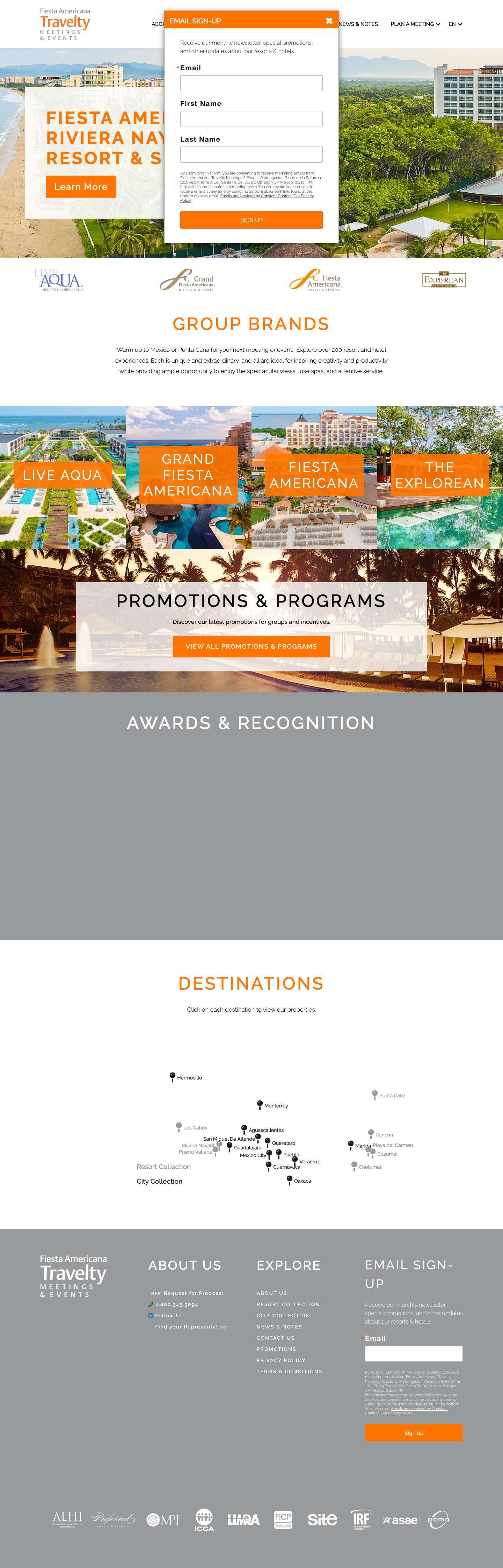 Grand Meetings Mexico - Home - Fiest Americana Travelty Meetings & Events - Full Screenshot