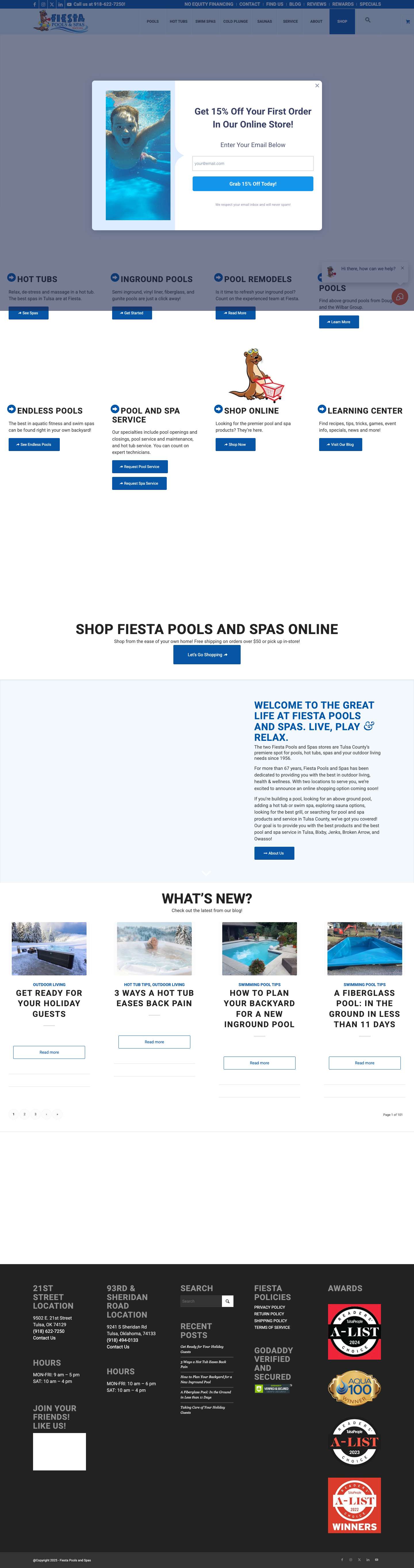 Welcome to Fiesta Pools and Spas in Tulsa OklahomaFiesta Pools and SpasShopping CartPreviousNextScroll to next sectionSearchScroll to top - Full Screenshot
