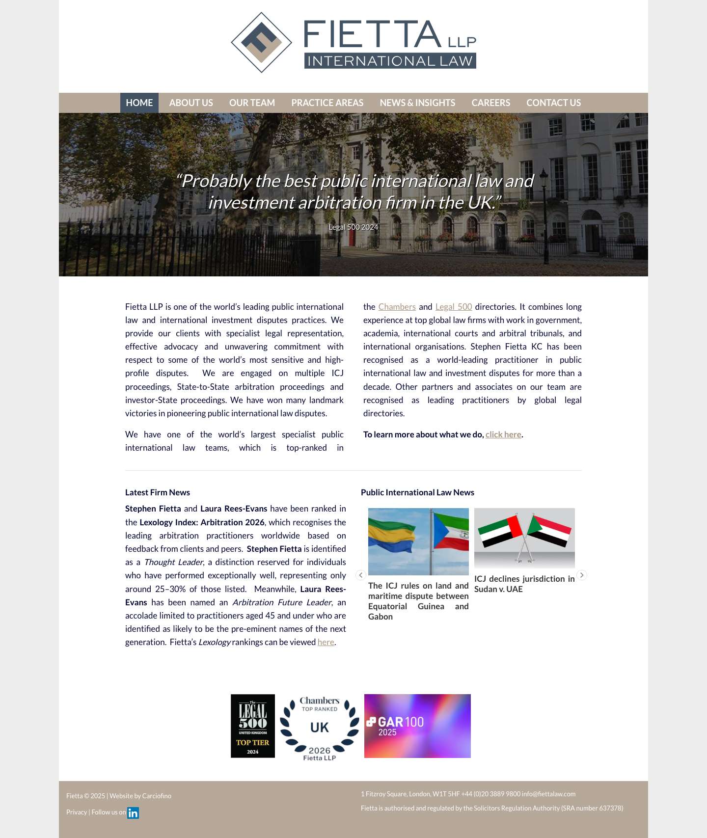 International law and investment disputes - Fietta LLP - Full Screenshot