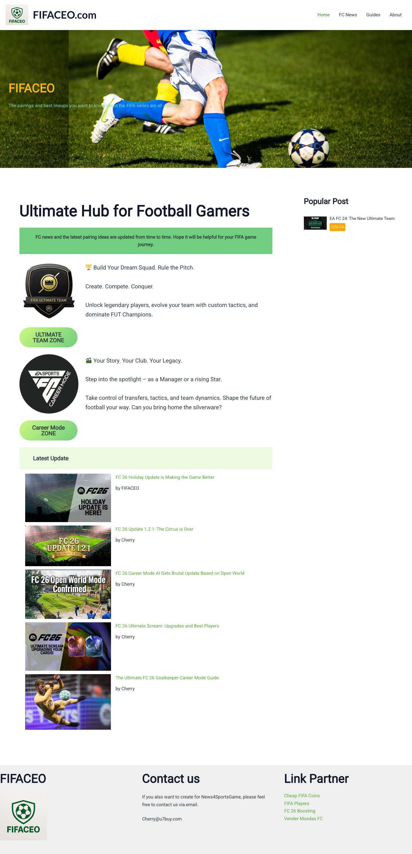 FIFACEO - EA FC Game Modes, Updates & Ultimate Team News - Full Screenshot