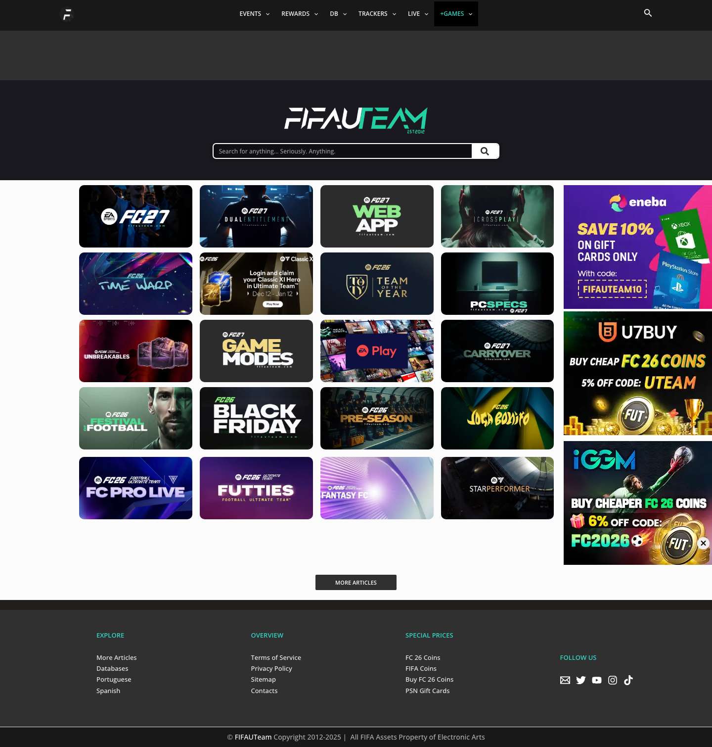 FIFA U Team - FC 26 News, Players, Trackers & Guides Email Email - Full Screenshot