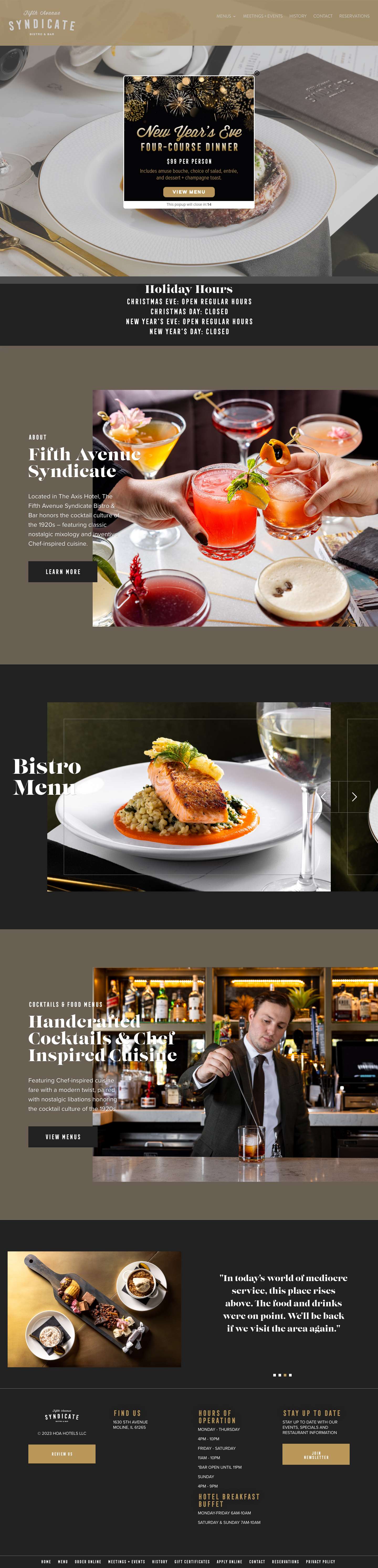 Chef-Inspired Cuisine | Fifth Avenue Syndicate - Downtown Moline, IL - Full Screenshot