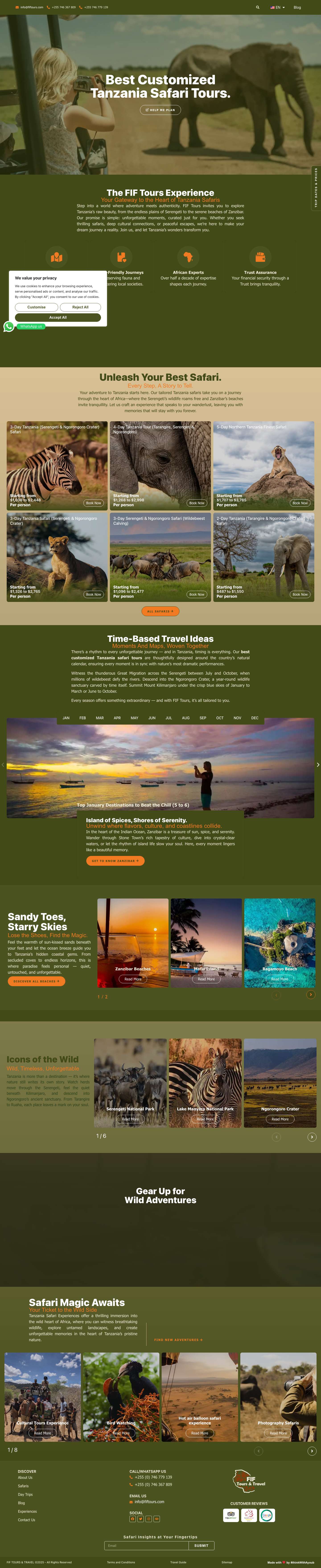 Best Customized Tanzania Safari Tours • FIFTours - Full Screenshot