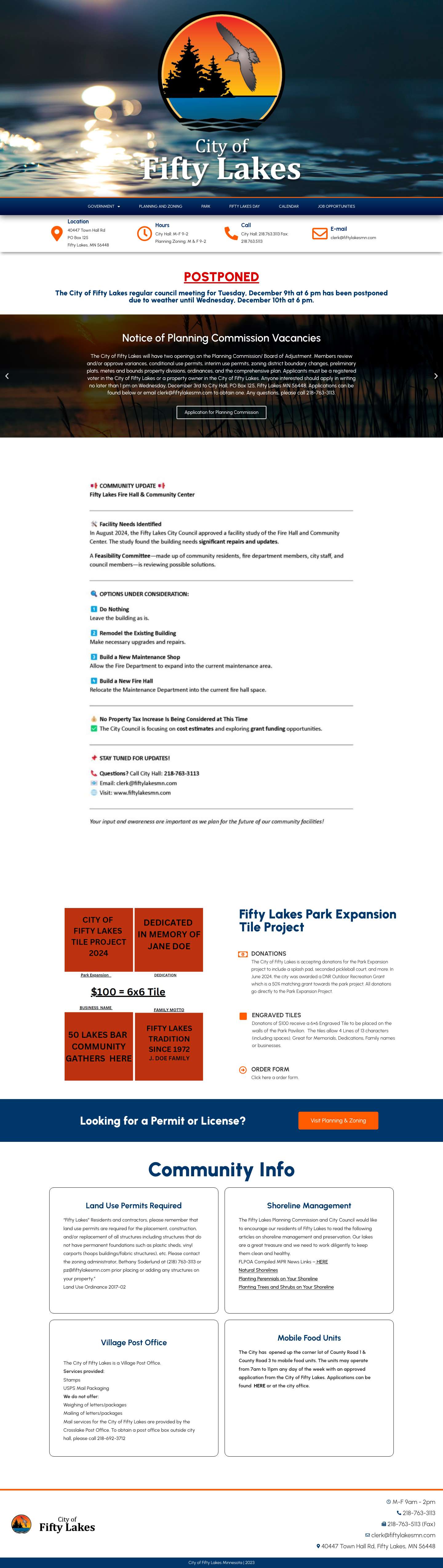 Home - City of Fifty Lakes, MN - Full Screenshot