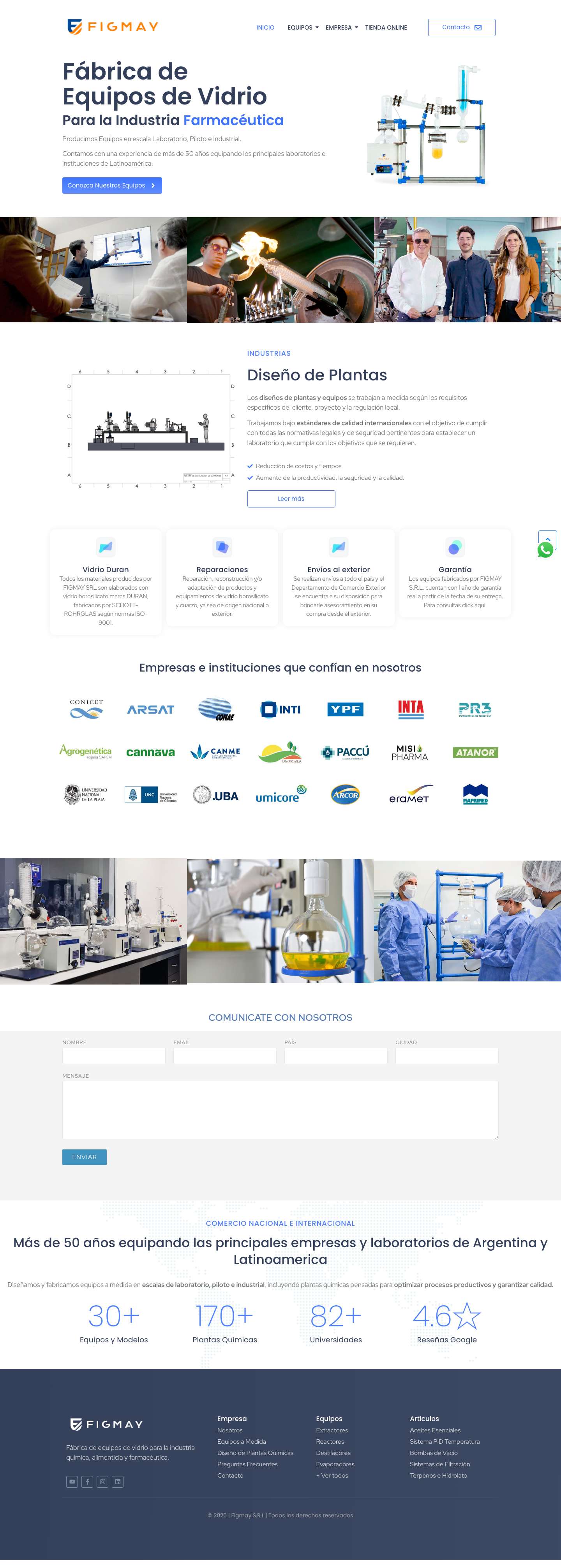 Figmay - Fábrica de equipos de Vidrio para Laboratorios e Industrias - Full Screenshot