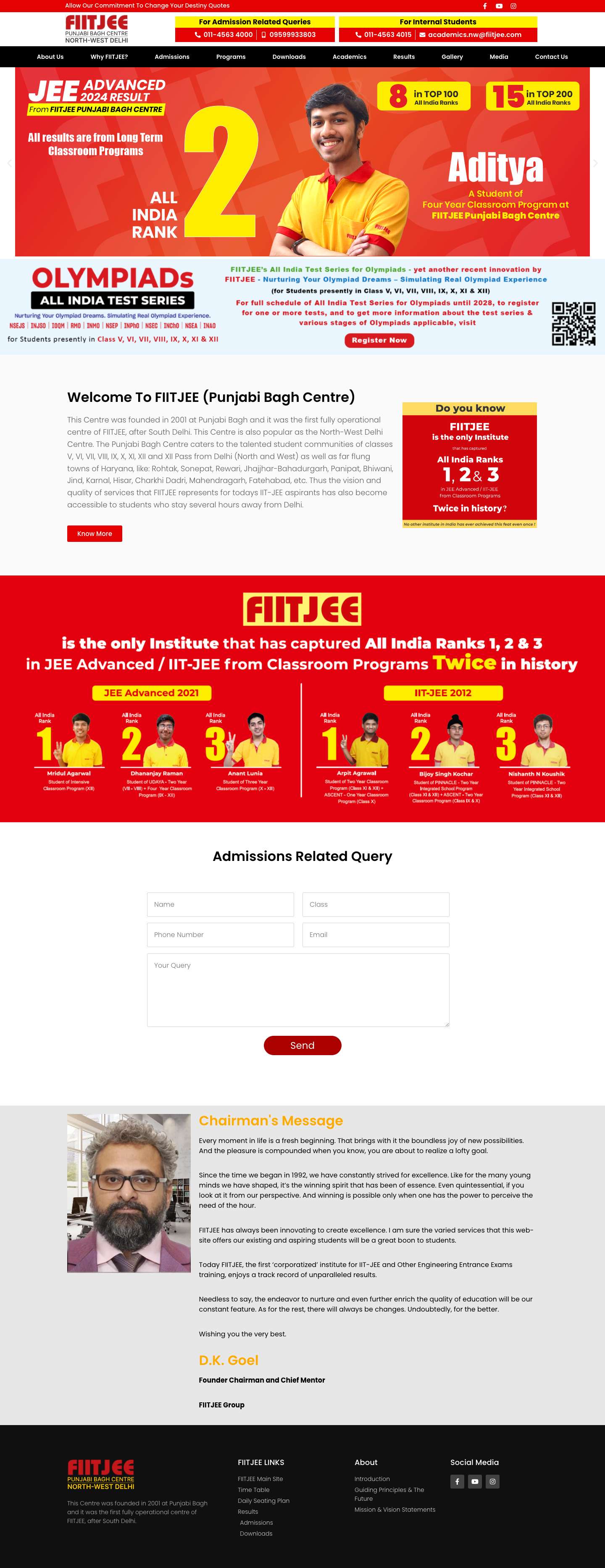 Home - FIITJEE Punjabi Bagh - Full Screenshot