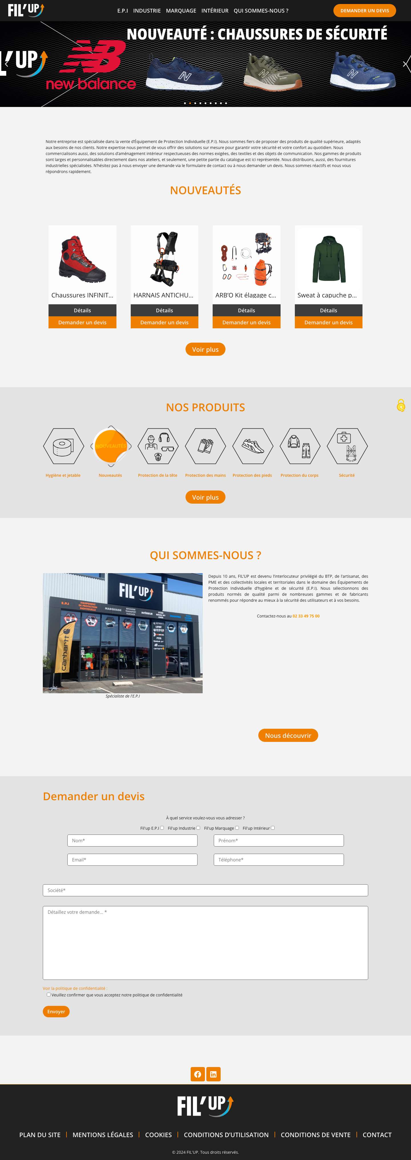 FIL'UP, interlocuteur privilégié des professionnels en E.P.I - Full Screenshot