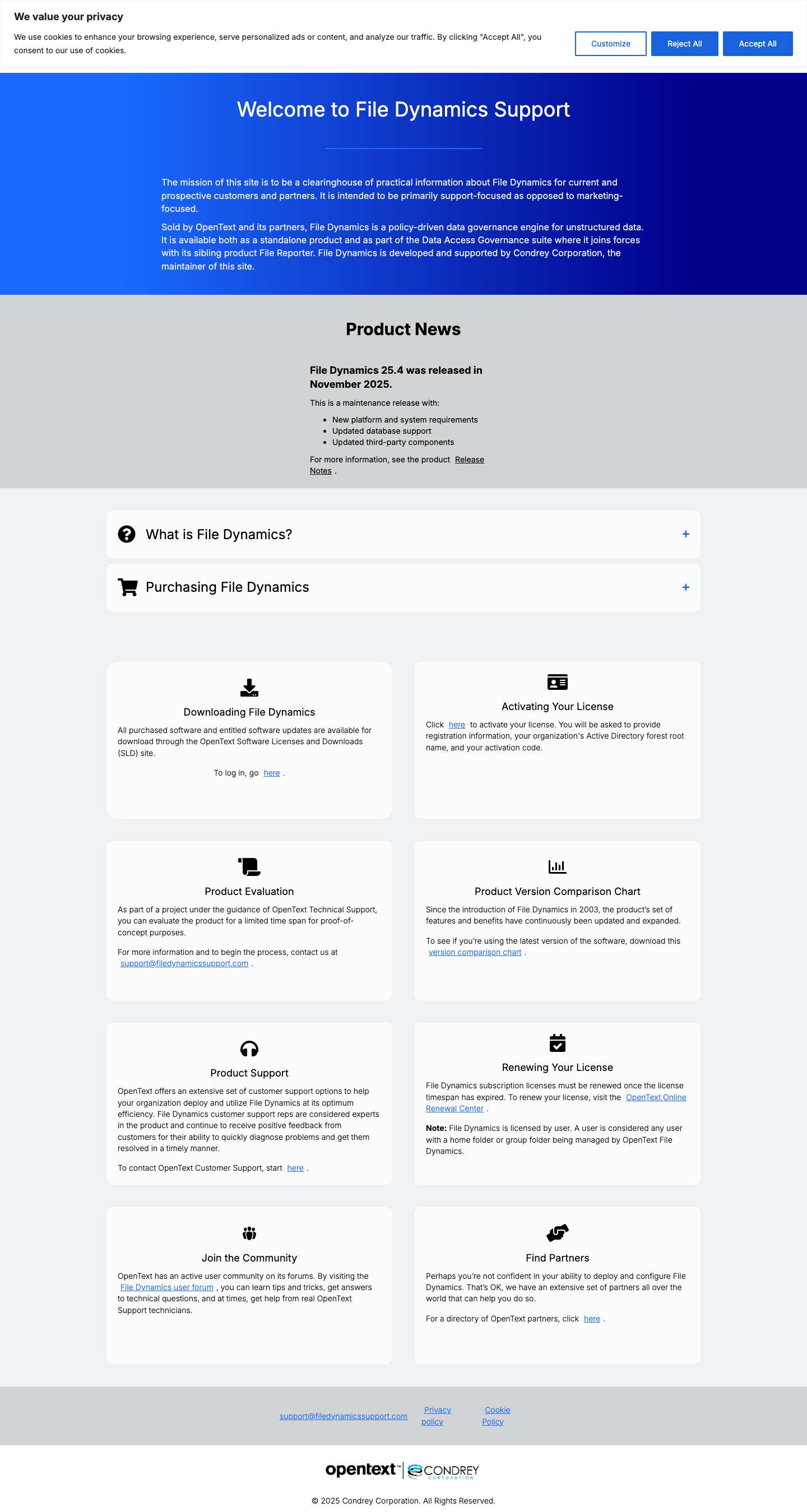 Home - File Dynamics Support - Full Screenshot