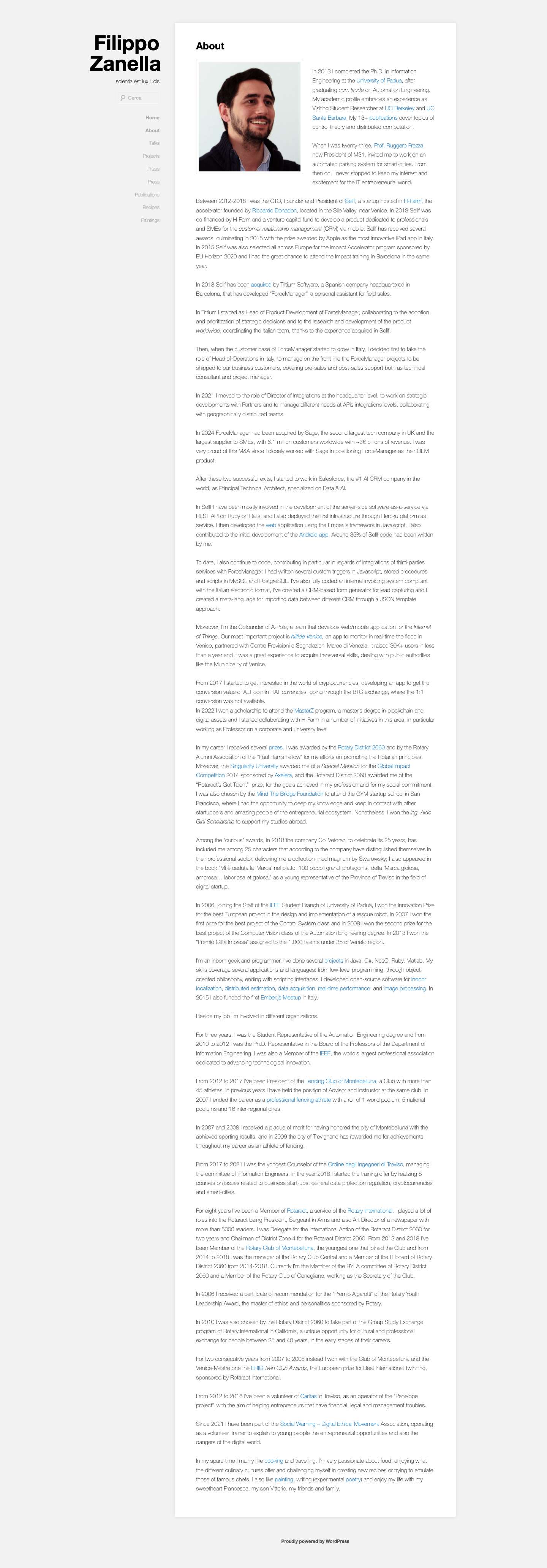 Filippo Zanella | scientia est lux lucis - Full Screenshot