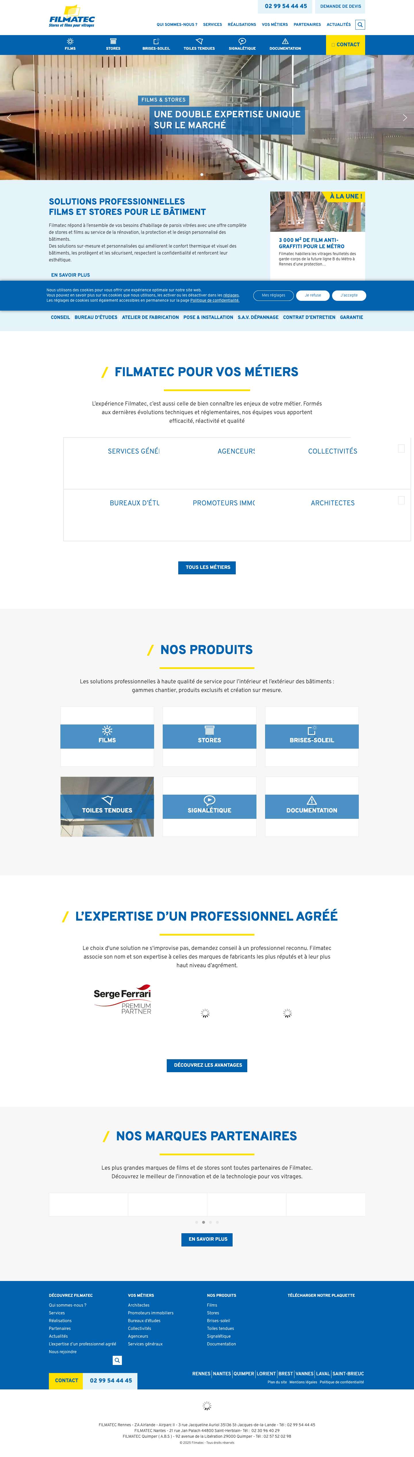 Filmatec : négociant et installateur de stores et films pour vitrages - Full Screenshot