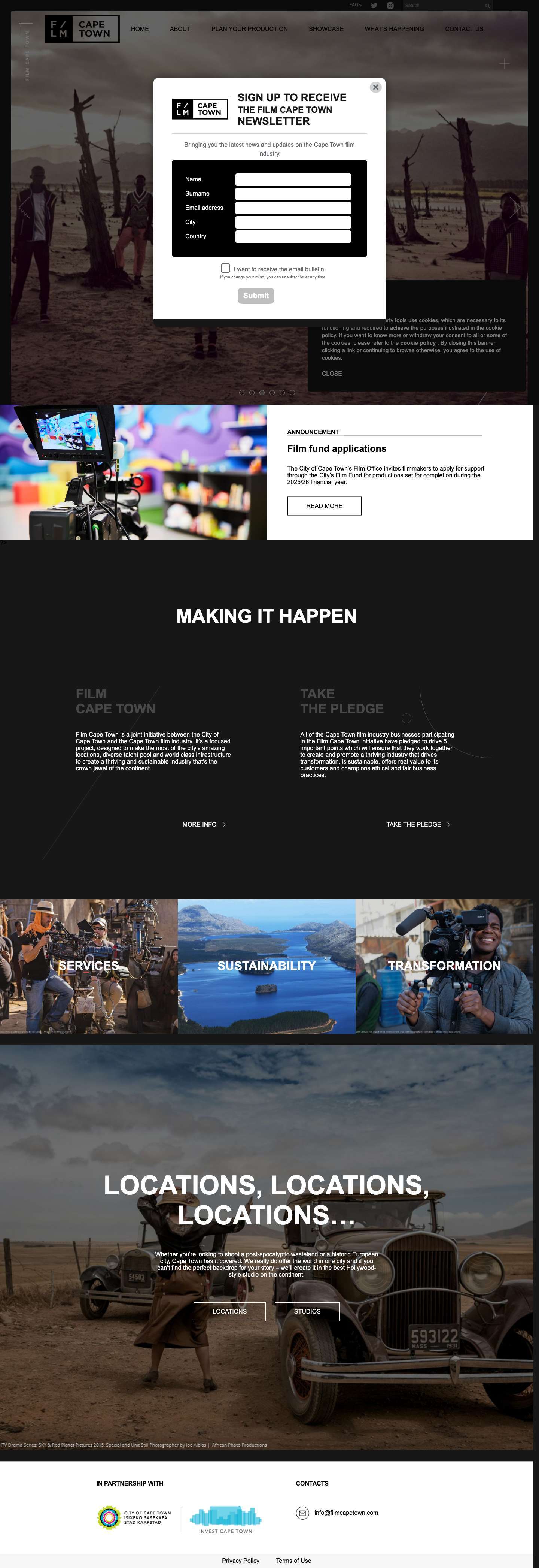 Film Cape Town - Film Production, Locations & Services - Full Screenshot