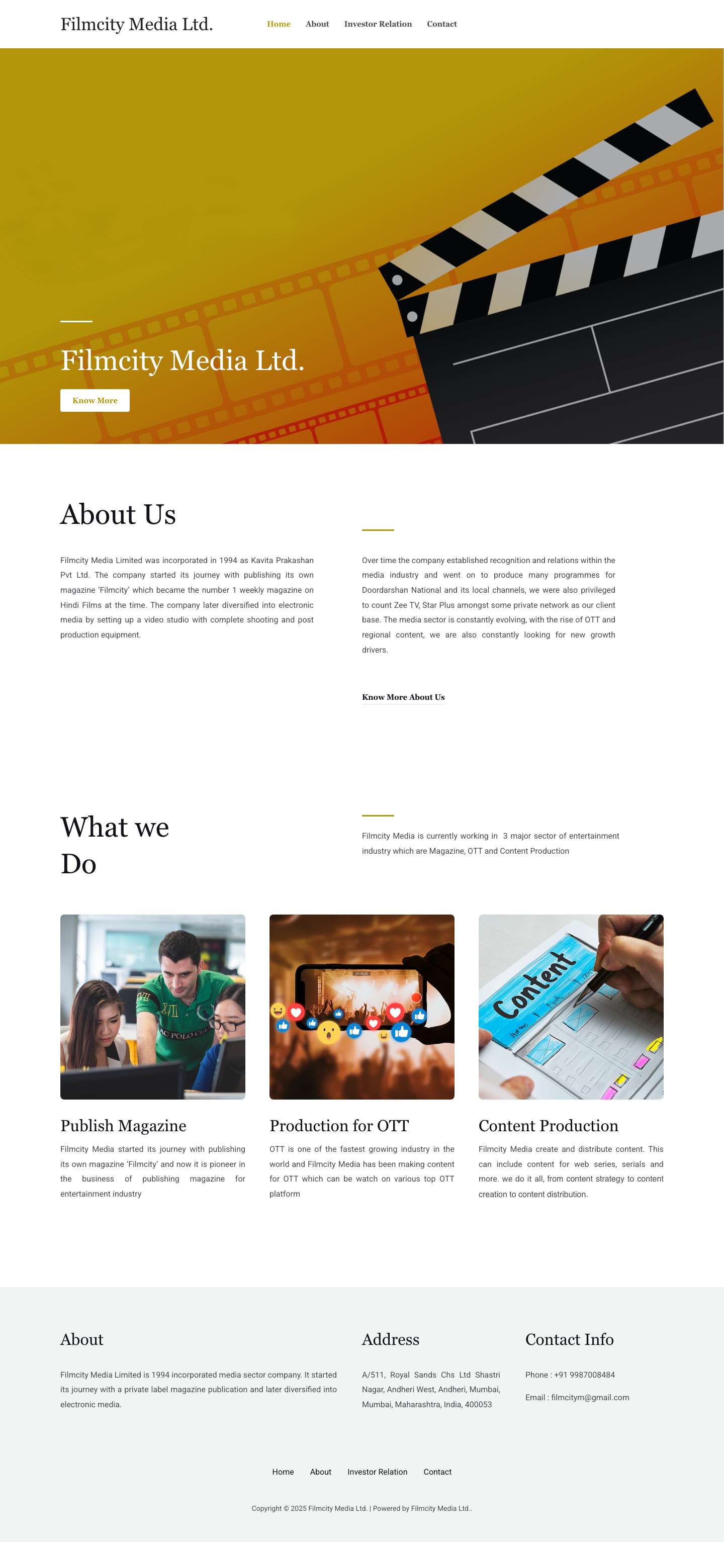 Filmcity Media Ltd. – Just another WordPress site - Full Screenshot