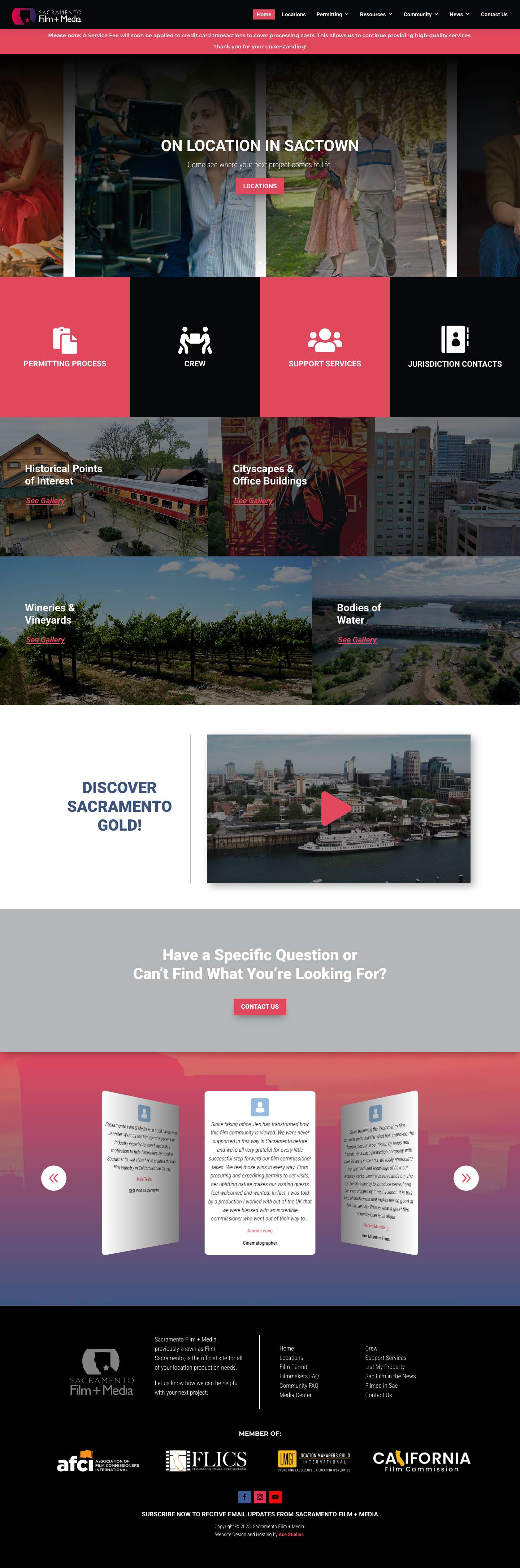 Film + Media Sacramento | Hub for Film Production in Sacramento - Full Screenshot