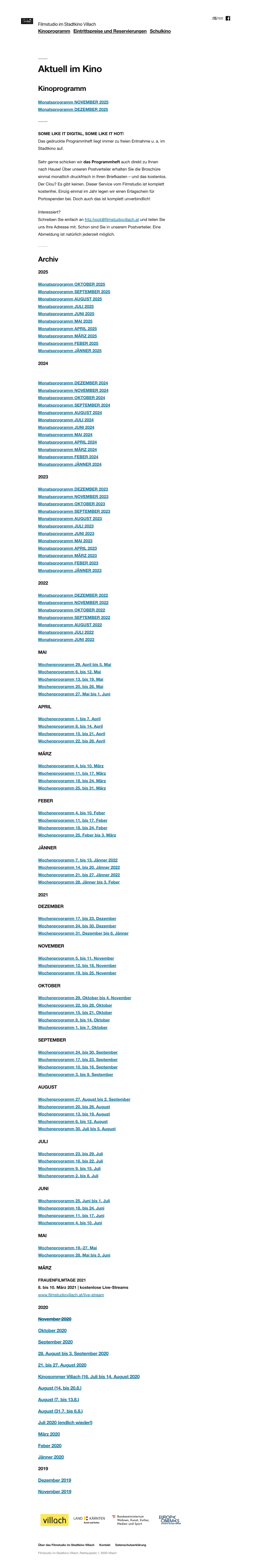 Aktuell im Kino - Filmstudio im Stadtkino Villach - Full Screenshot