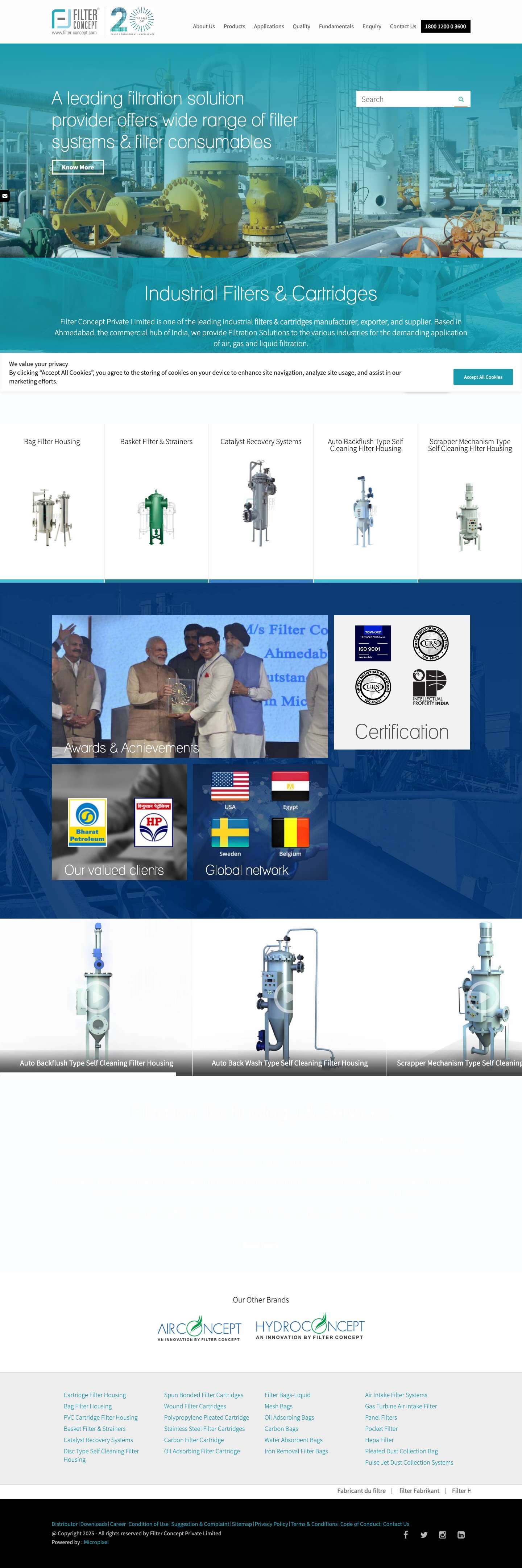 Industrial Filters Manufacturer and Supplier | Filter-Concept - Full Screenshot