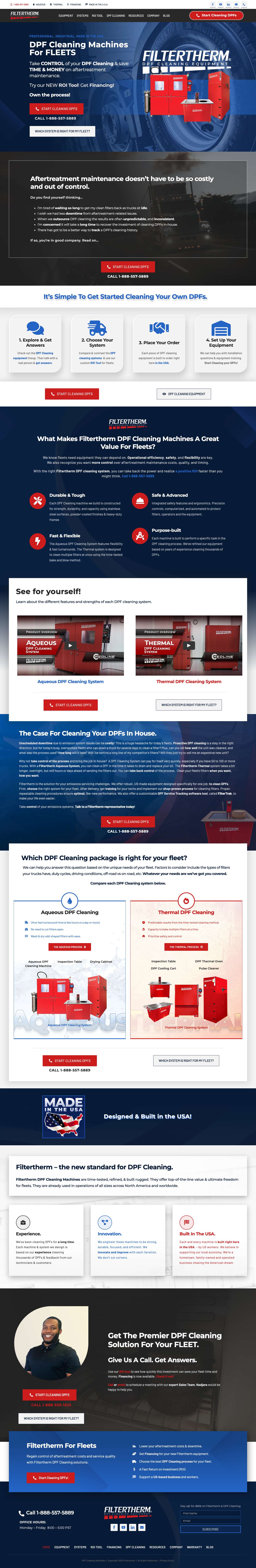 DPF Cleaning Machines & Systems - Filtertherm for Fleets - Full Screenshot