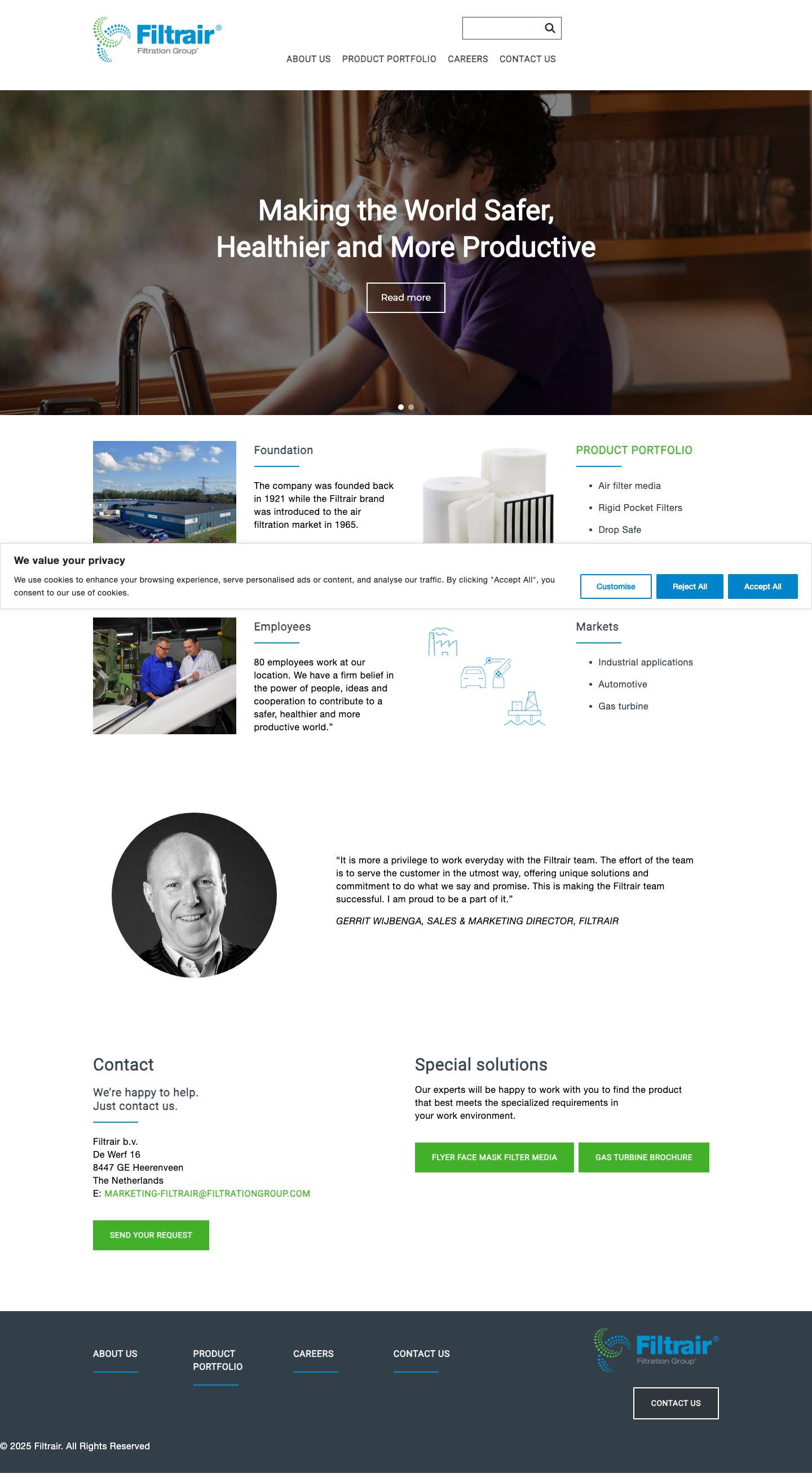 home - Filtrair - Full Screenshot