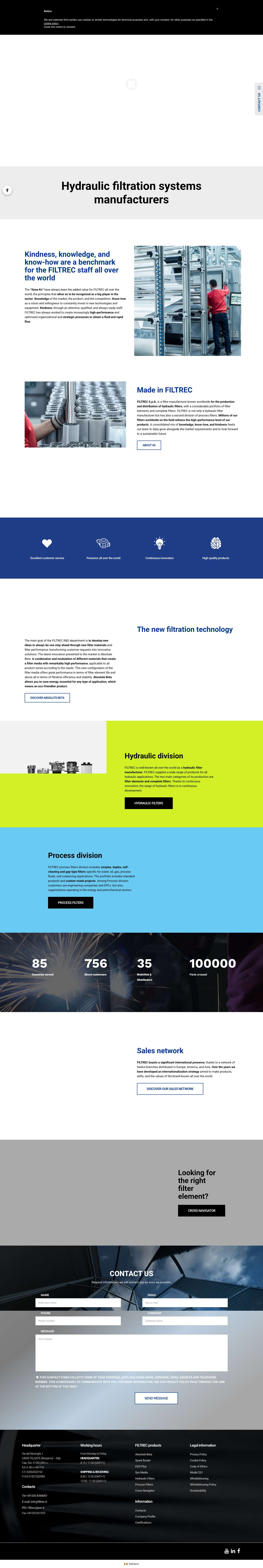 FILTREC S.p.A.: Hydraulic filtration systems manufacturers - Full Screenshot