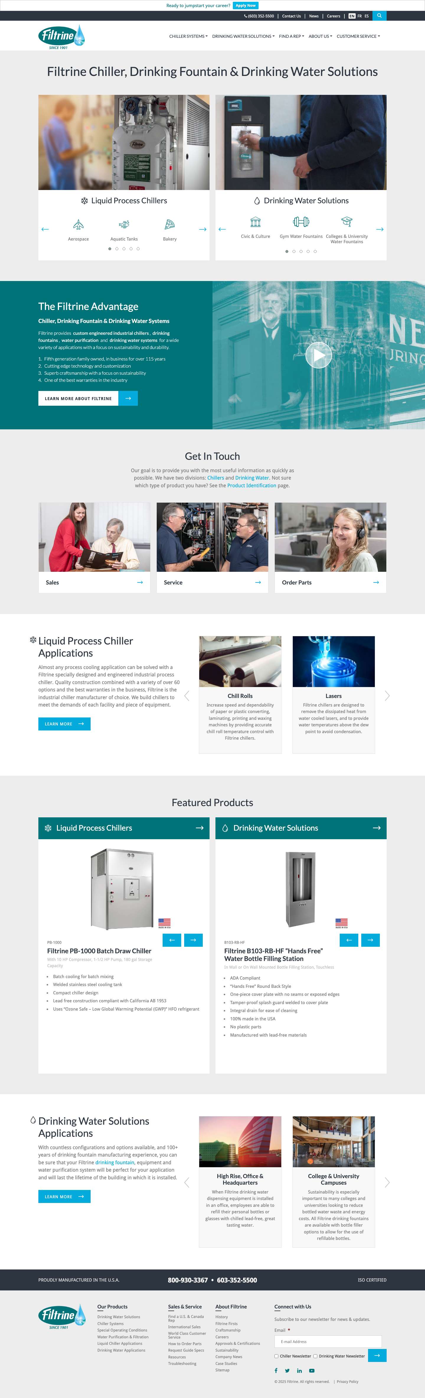 Chiller, Drinking Fountain & Drinking Water Solutions | Filtrine - Full Screenshot