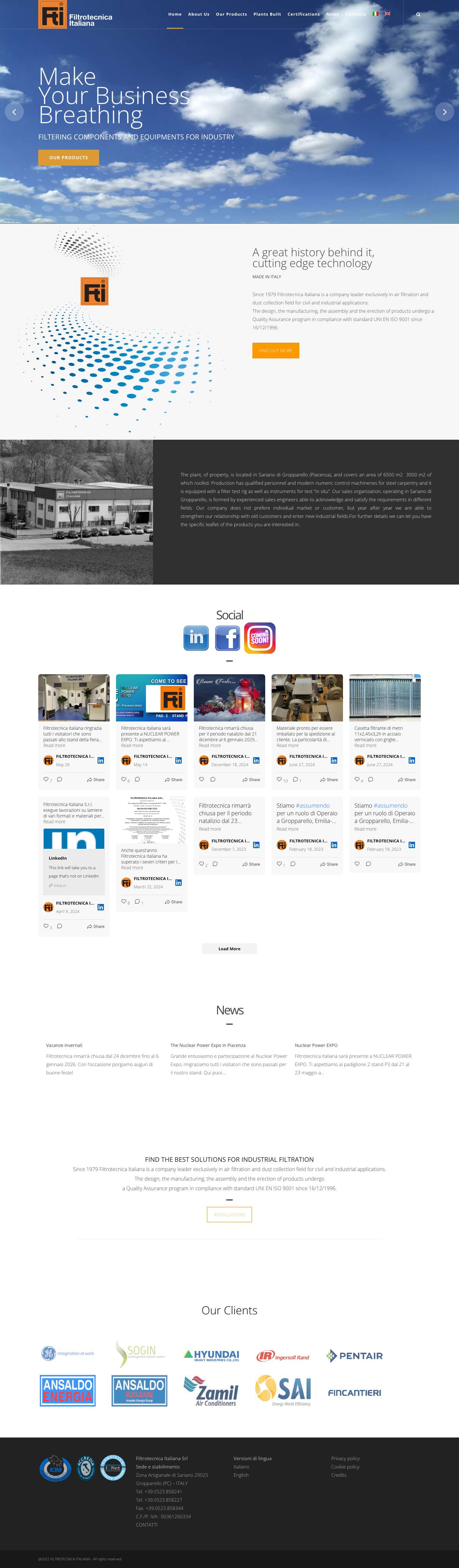 Filtrotecnica Italiana – Make your business breathing - Full Screenshot