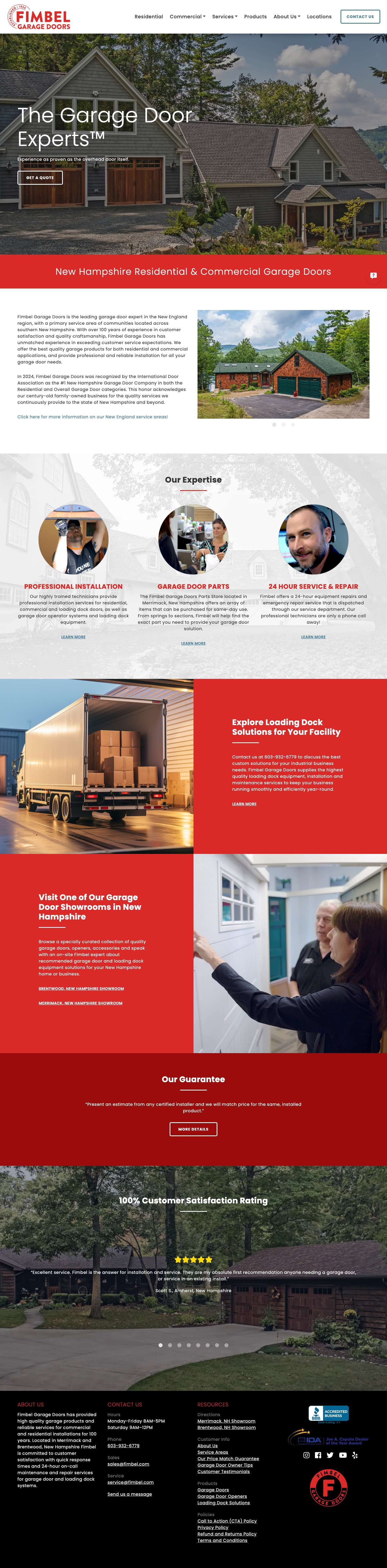 Southern New Hampshire’s Garage Door and Loading Dock Equipment Specialists - Full Screenshot