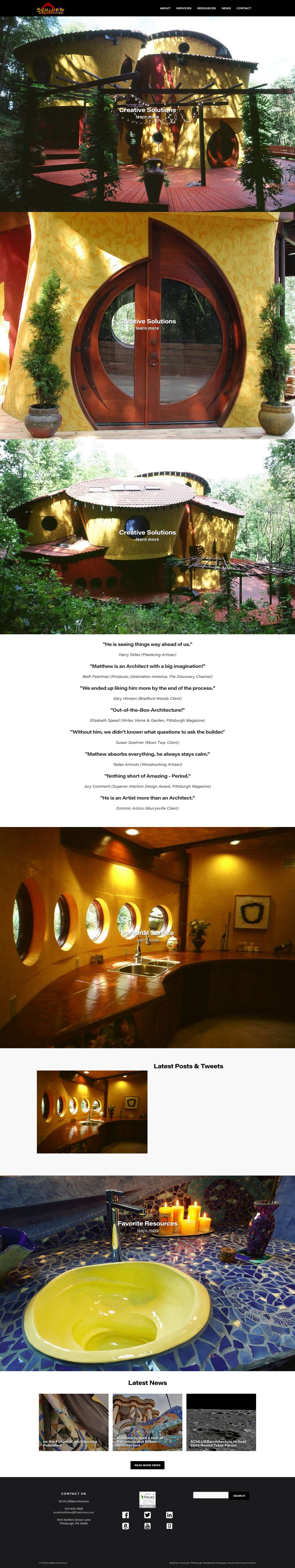 SCHLUEBarchitecture | Matthew Schlueb, Pittsburgh Residential Designer, Award Winning Architect - Full Screenshot