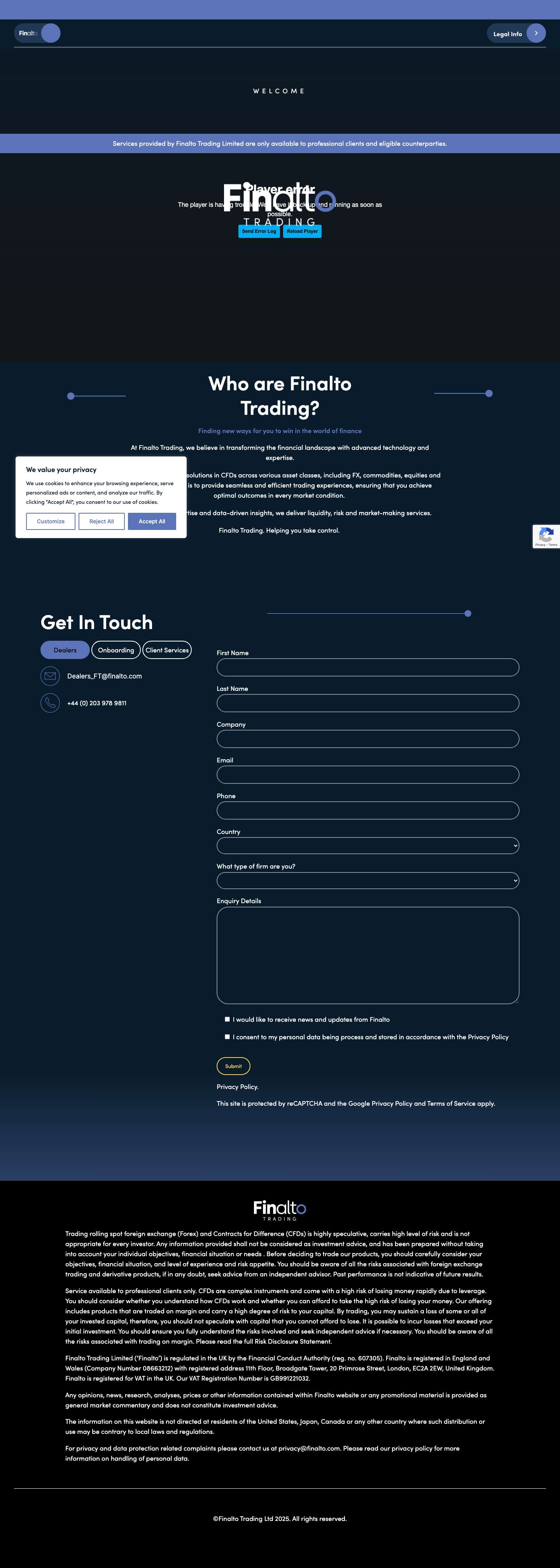 Home - Finalto Trading - Full Screenshot