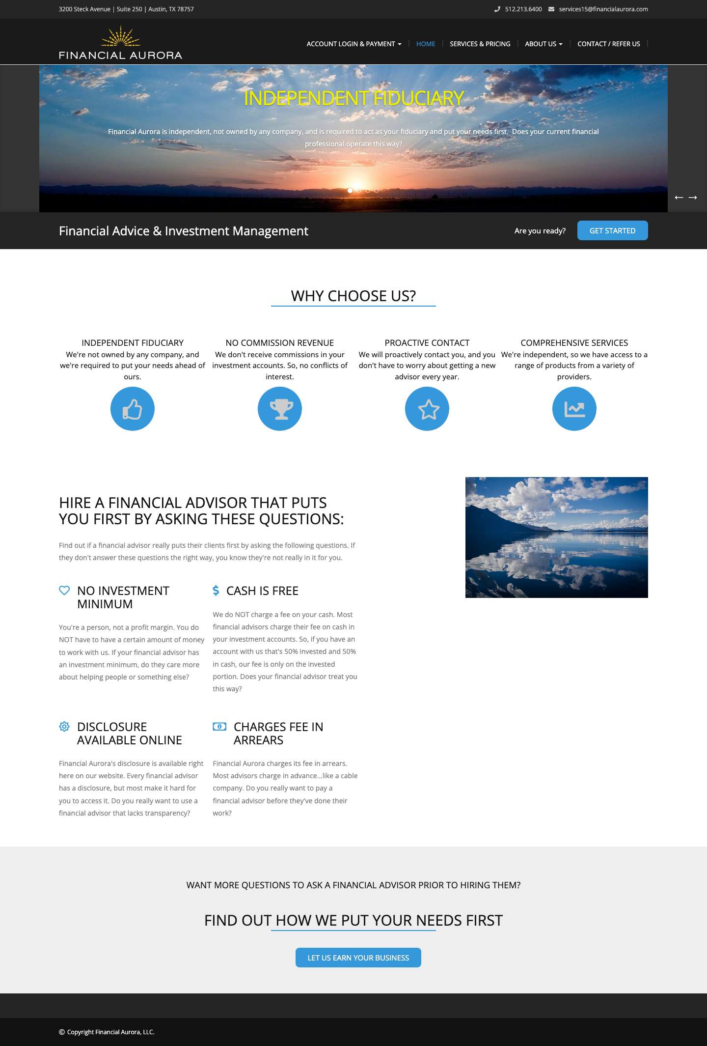 Financial Aurora | Financial Advice & Investment Management - Full Screenshot