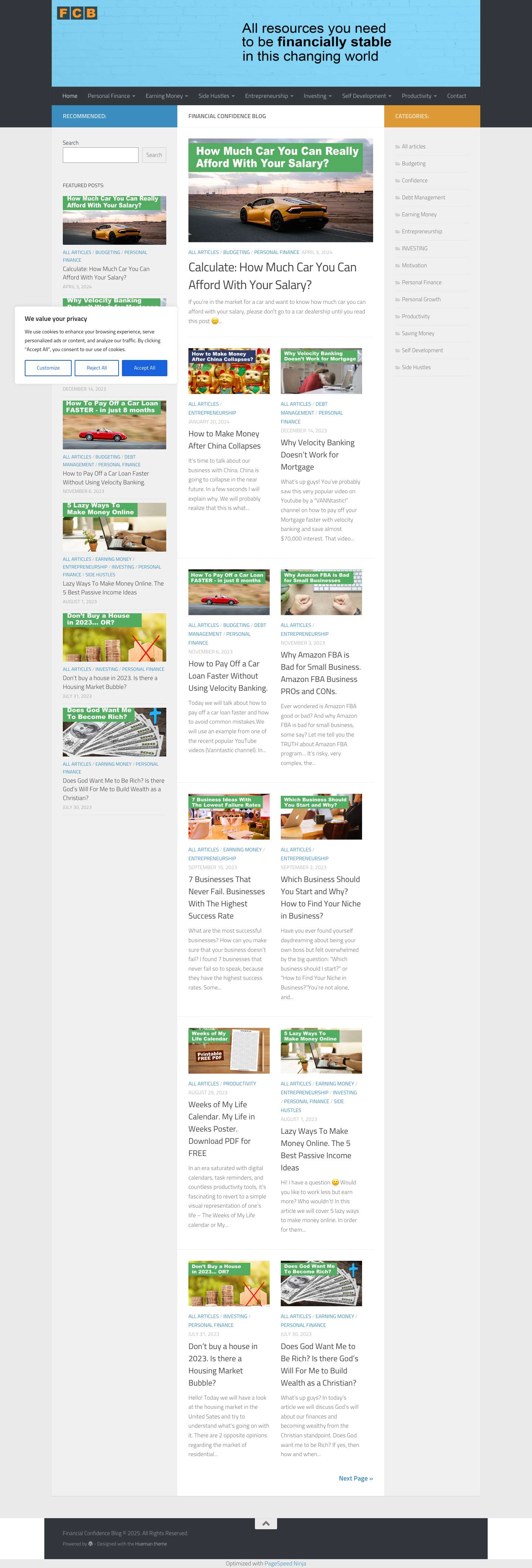 Financial Confidence Blog - Personal Finances, Investing, Confidence, Business and Entrepreneurship - Full Screenshot